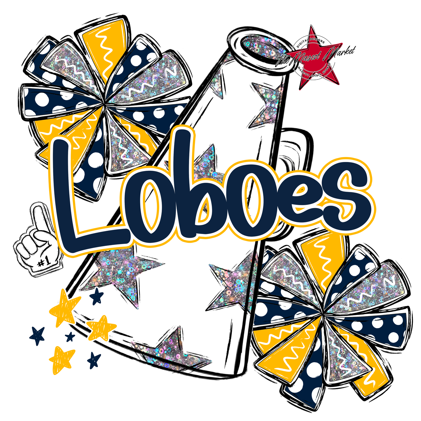Loboes Alpha Megaphone Design-Navy-Yellow