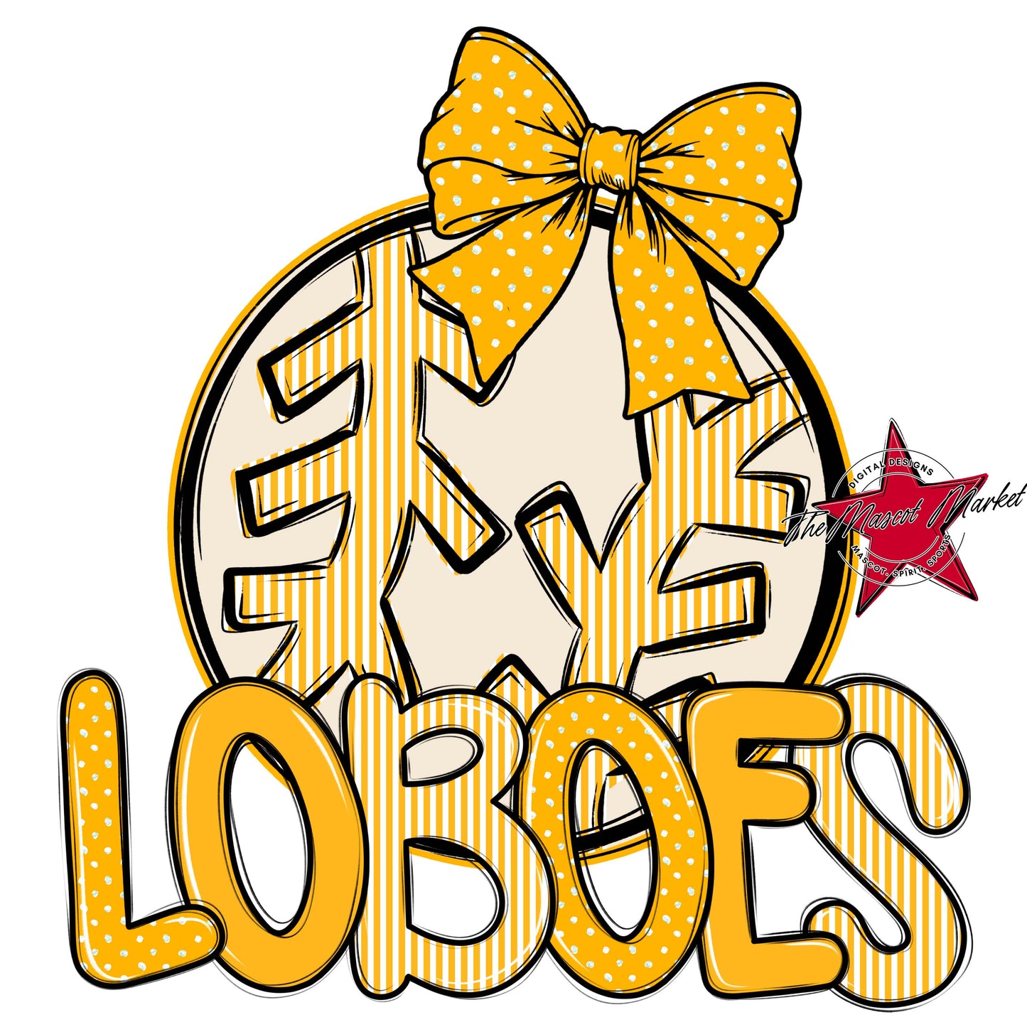 Loboes Baseball-Softball Spirit Design-Yellow