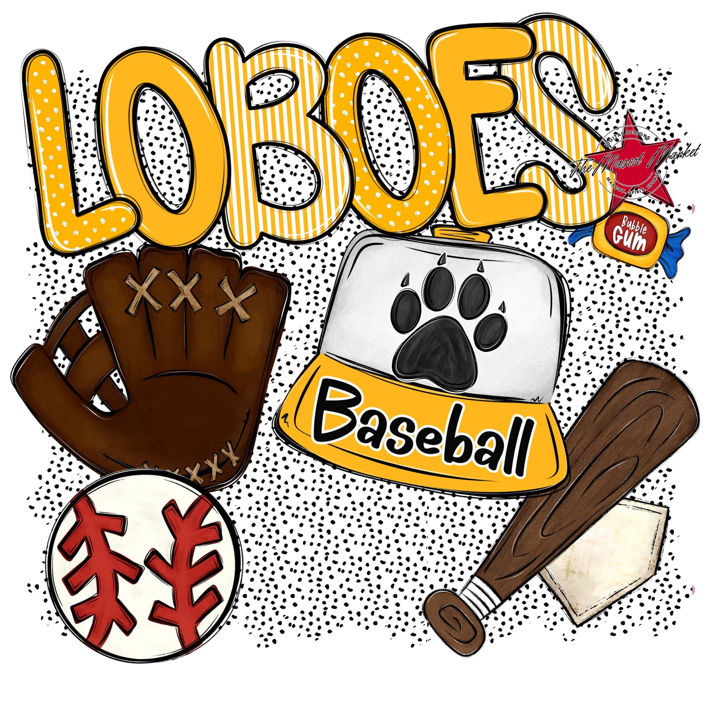Loboes Baseball Spirit-Yellow