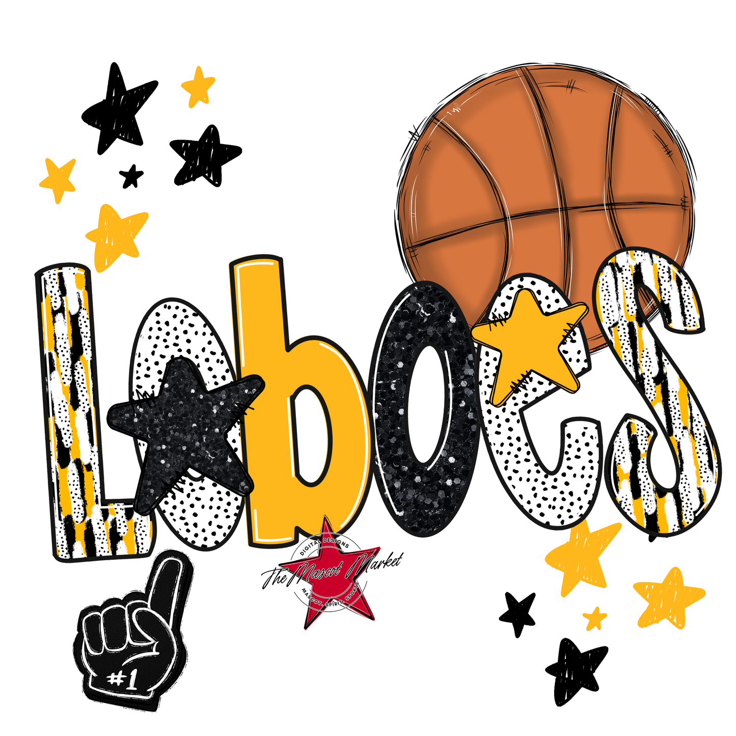 Loboes Basketball Scrape-Yellow