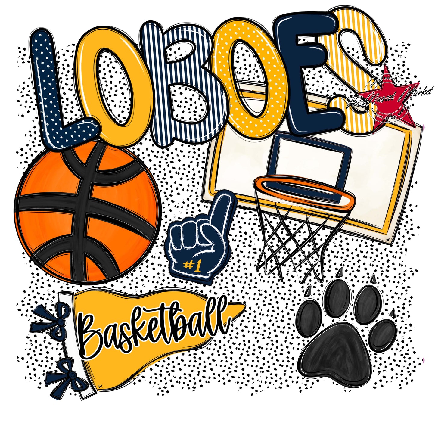 Loboes Basketball Spirit-Navy & Yellow