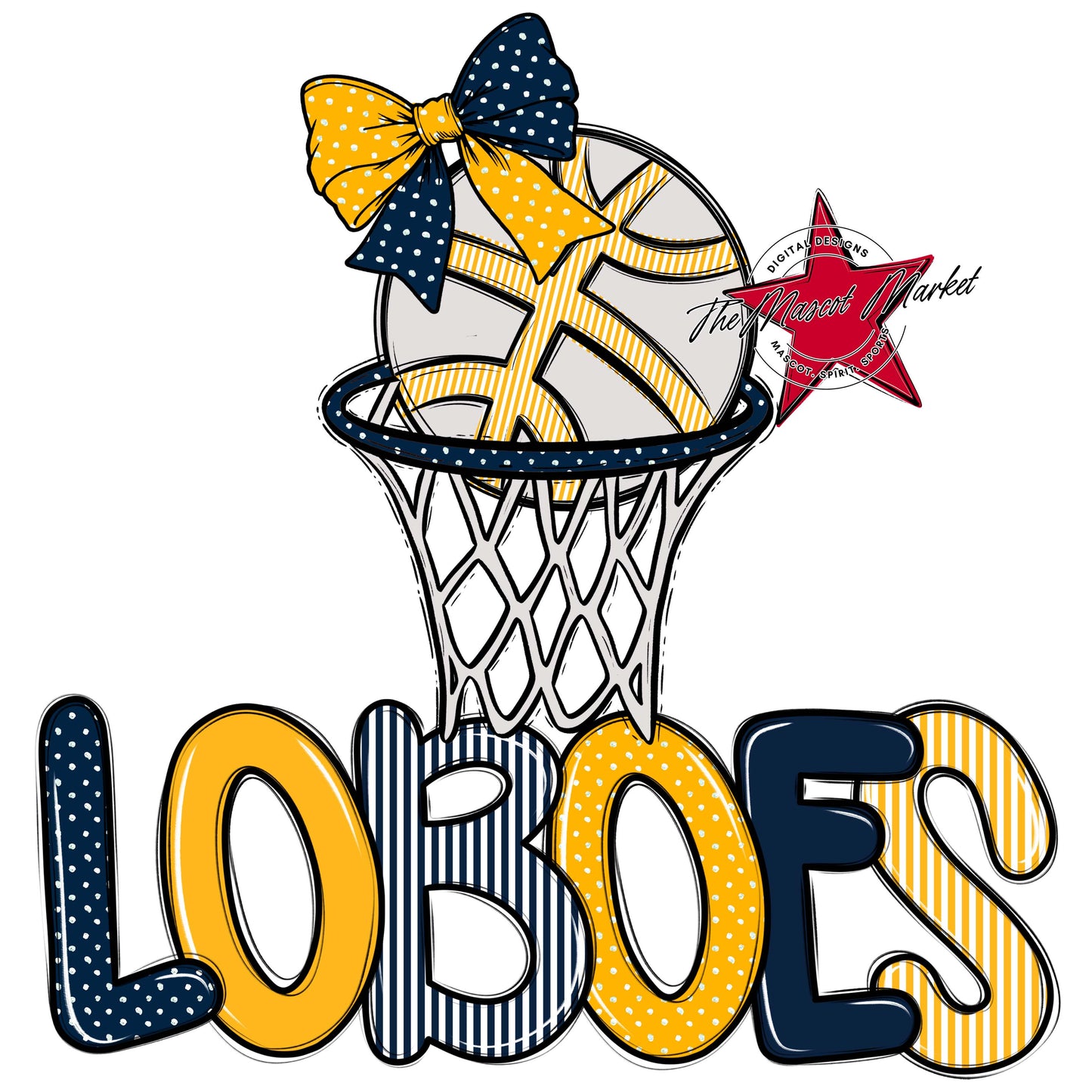 Loboes Basketball Spirit Design-Navy & Yellow