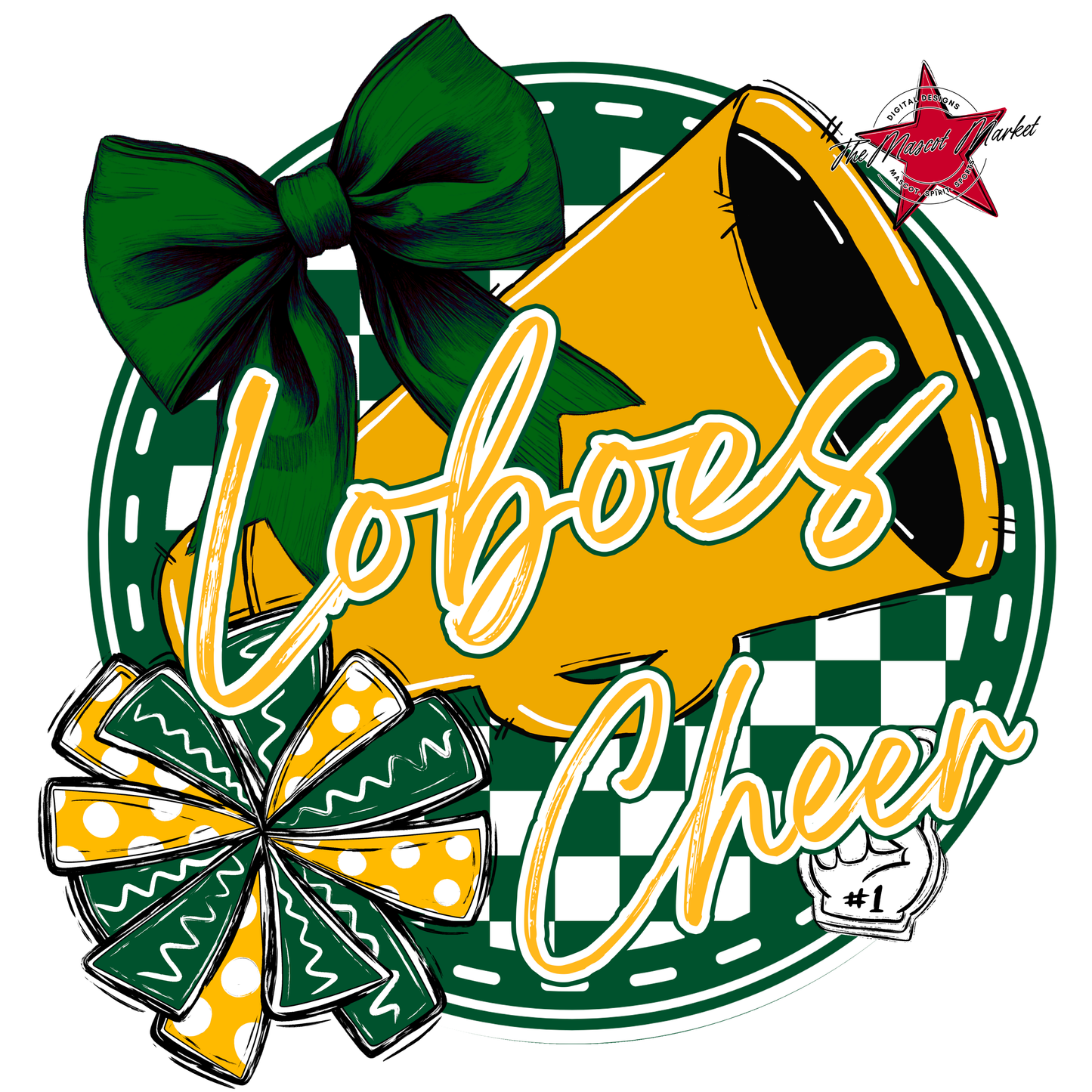 Loboes Circle Cheer Design-Green-Yellow