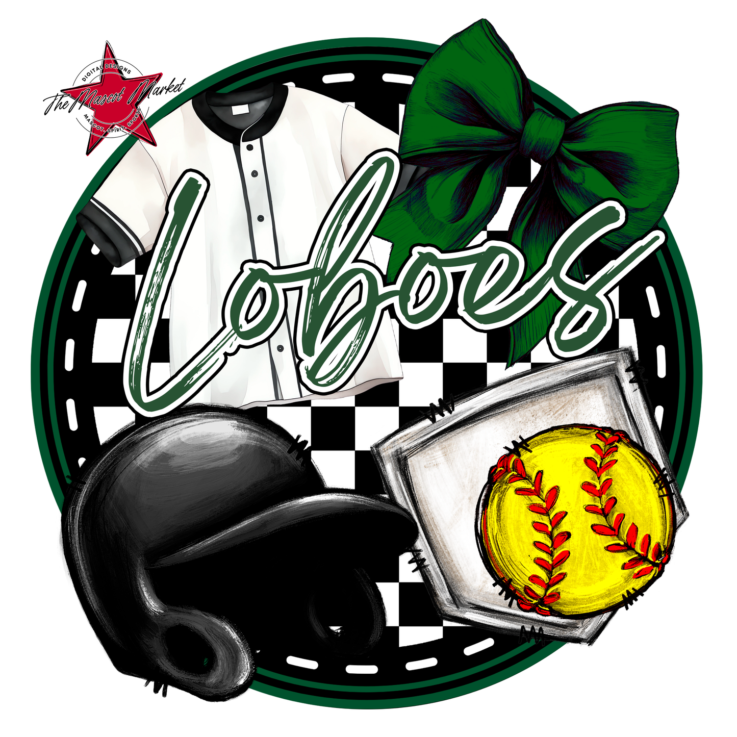 Loboes Circle Softball Design-Green