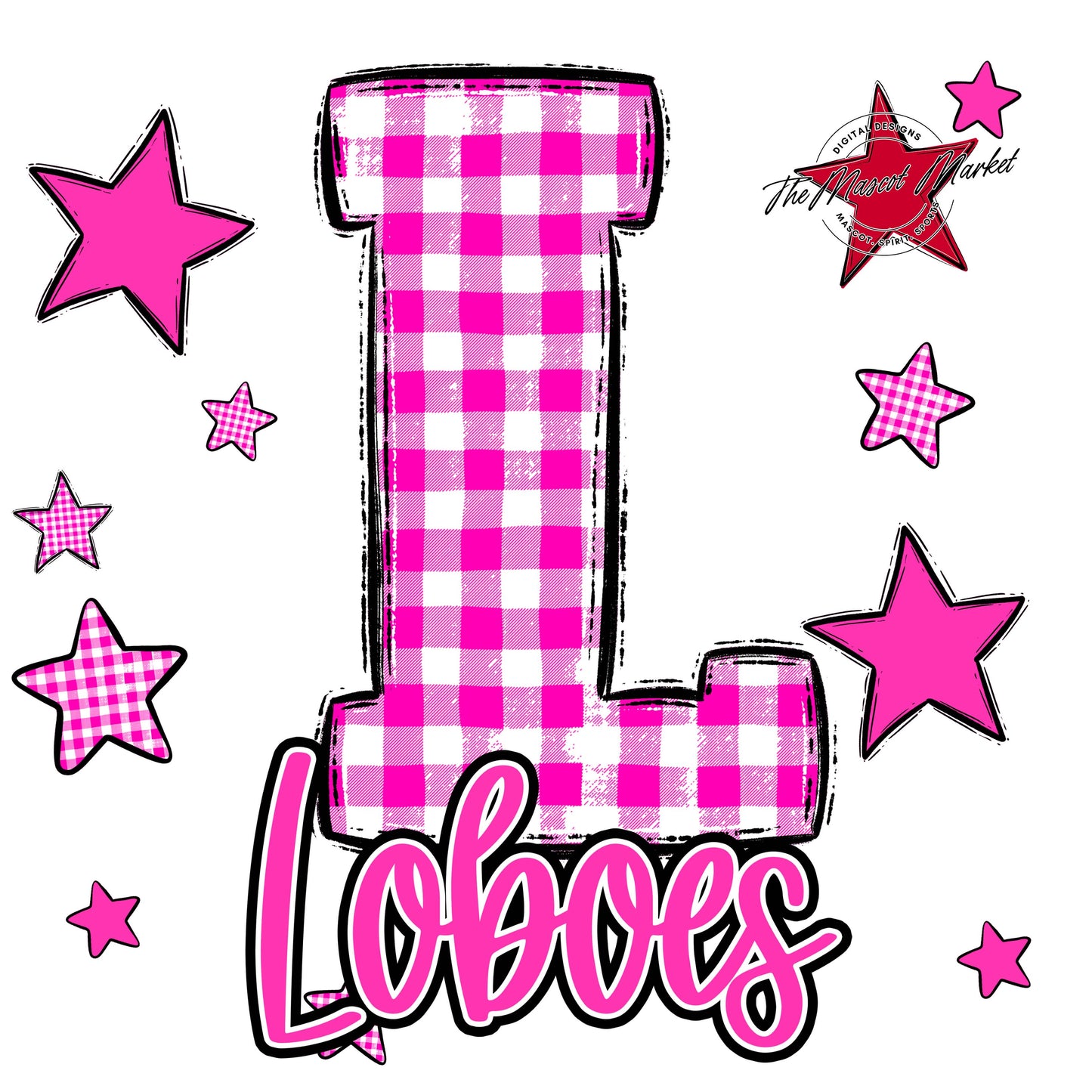 Loboes Plaid Star Design-Pink