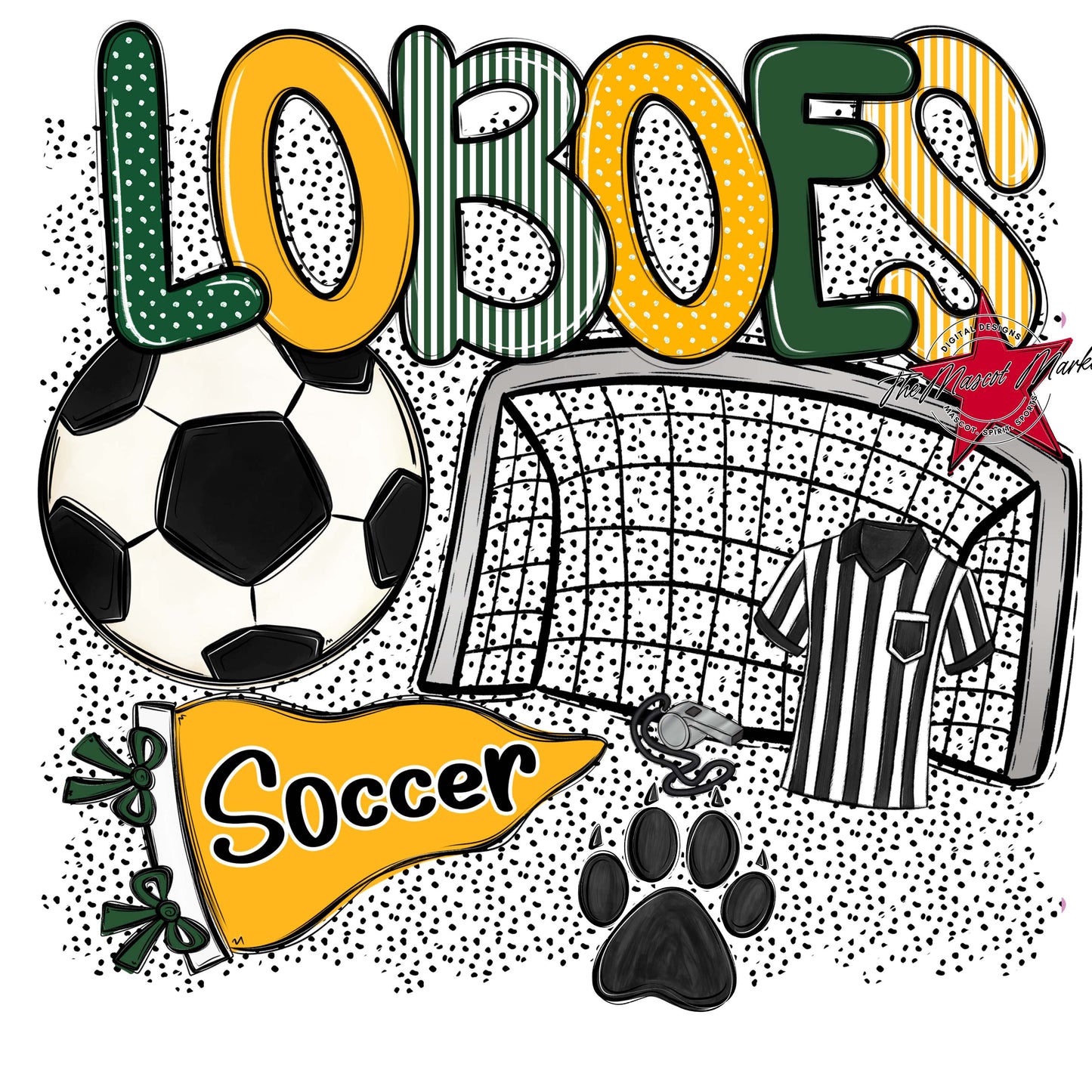 Loboes Soccer Spirit-Green & Yellow