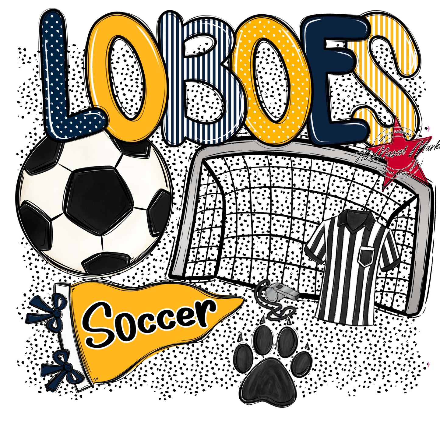 Loboes Soccer Spirit-Navy & Yellow