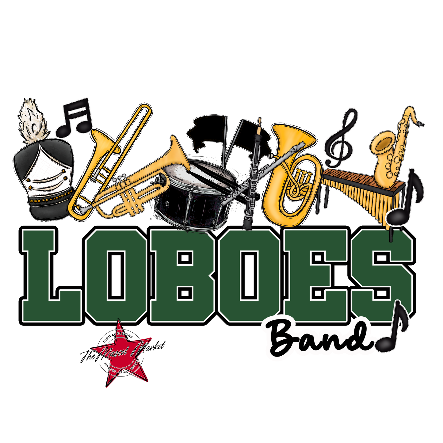 Loboes Varsity Band-Green