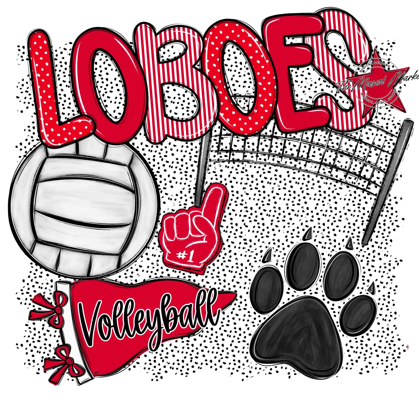 Loboes Volleyball Spirit-Red