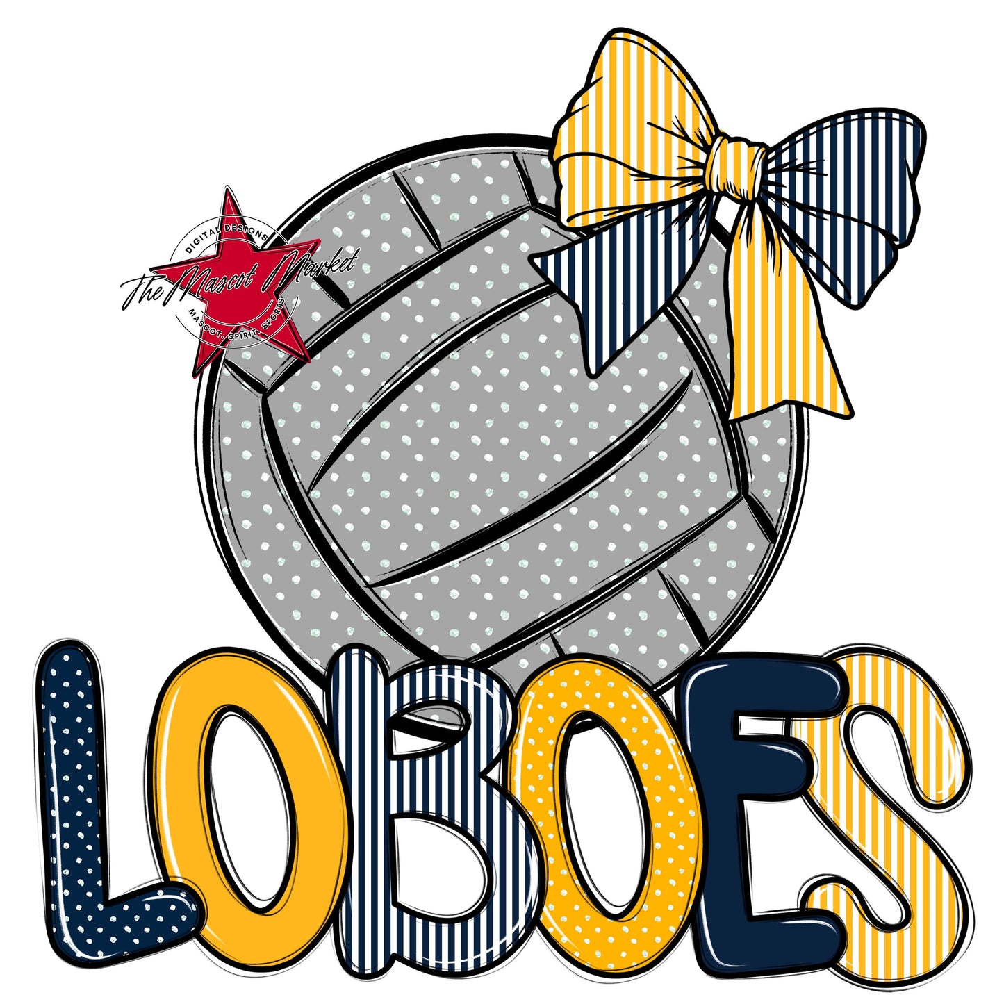 Loboes Volleyball Spirit Design-Navy & Yellow