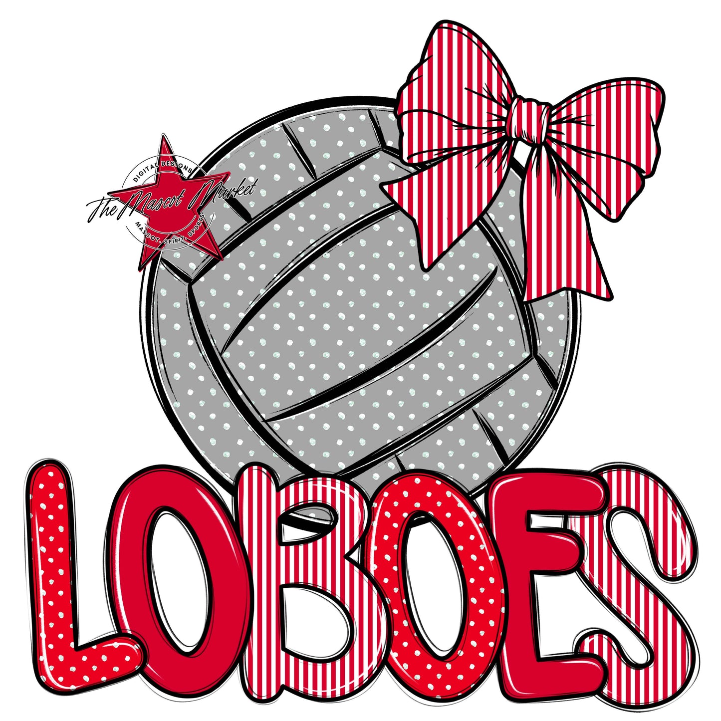 Loboes Volleyball Spirit Design-Red