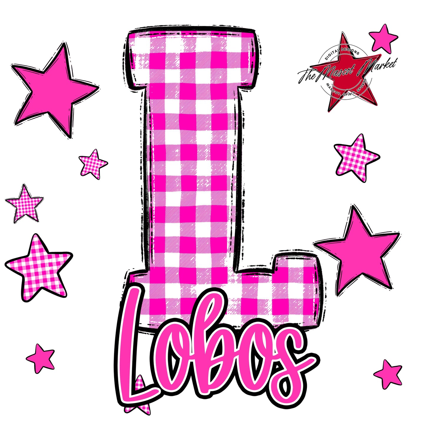 Lobos Plaid Star Design-Pink