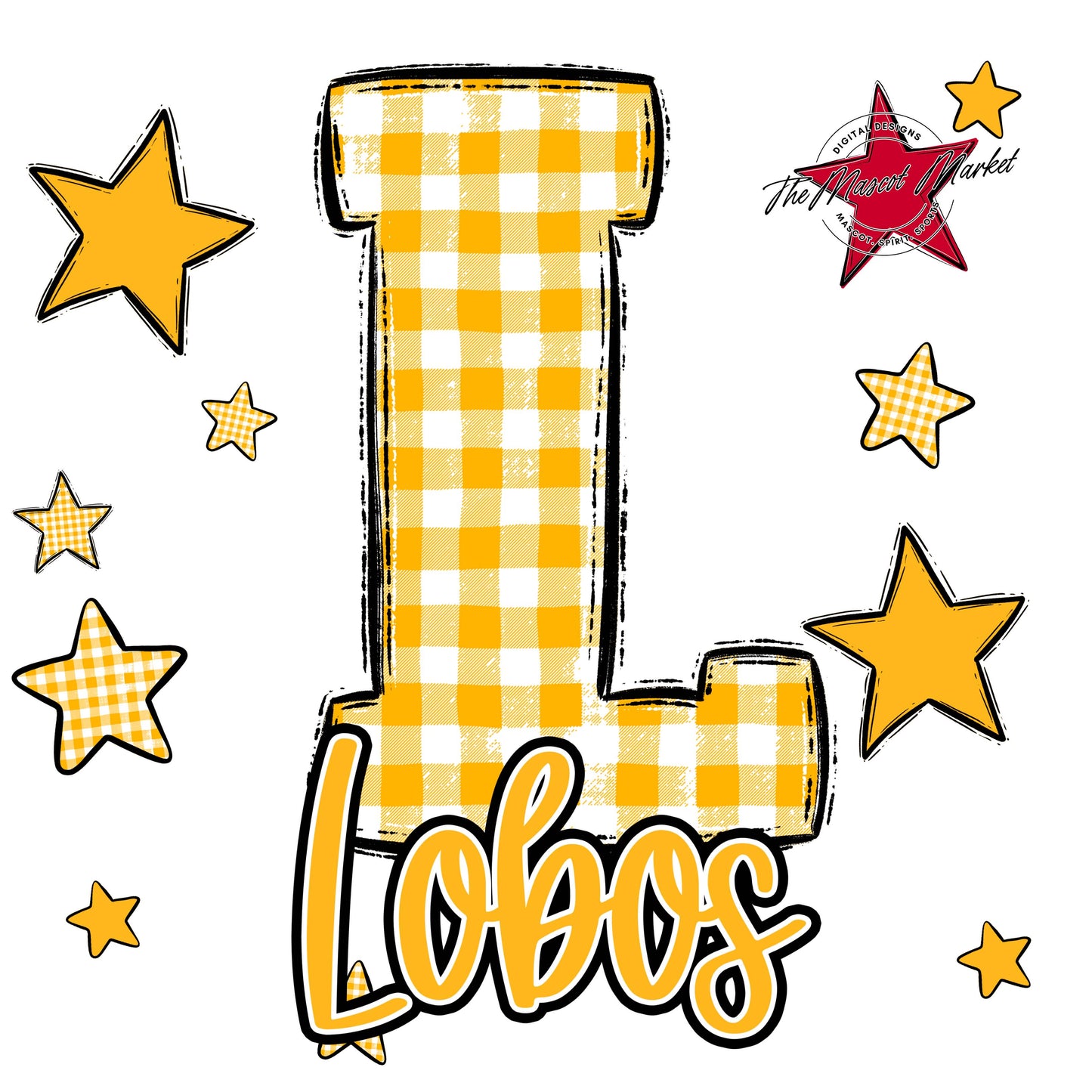 Lobos Plaid Star Design-Yellow