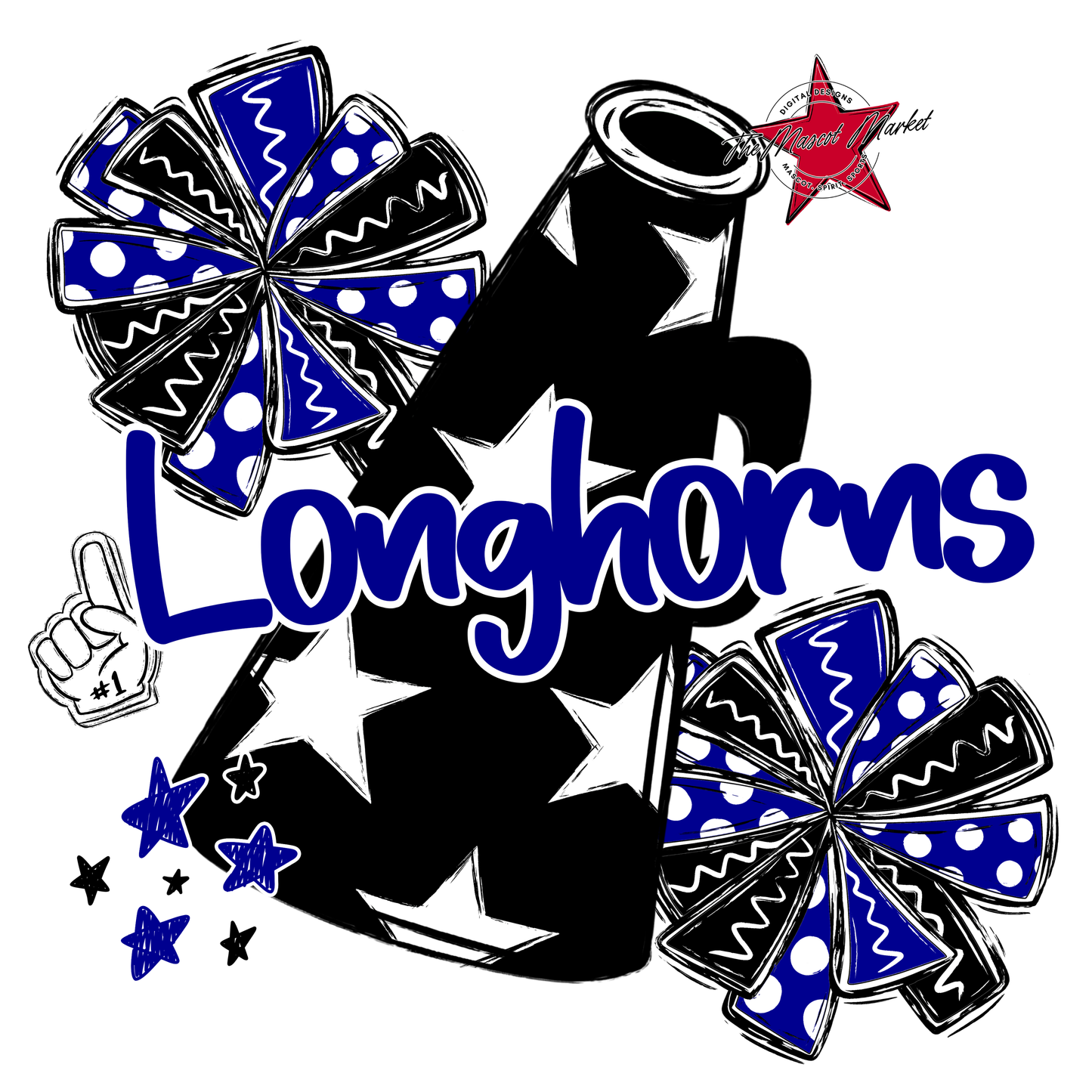 Longhorns Alpha Megaphone Design-Blue