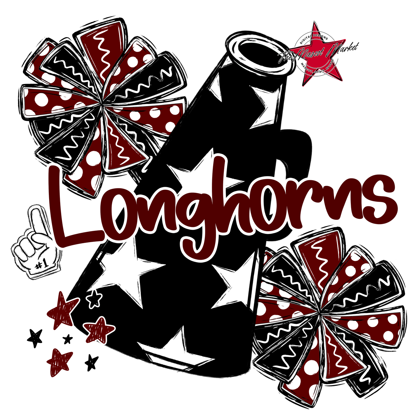 Longhorns Alpha Megaphone Design-Maroon