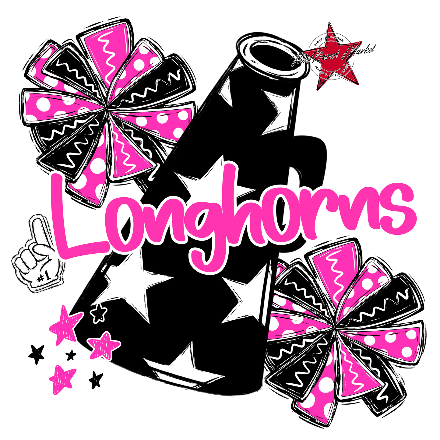 Longhorns Alpha Megaphone Design-Pink