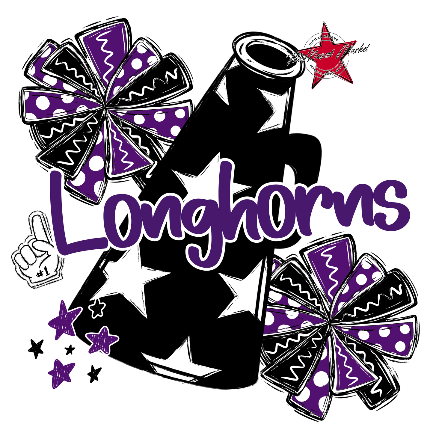 Longhorns Alpha Megaphone Design-Purple