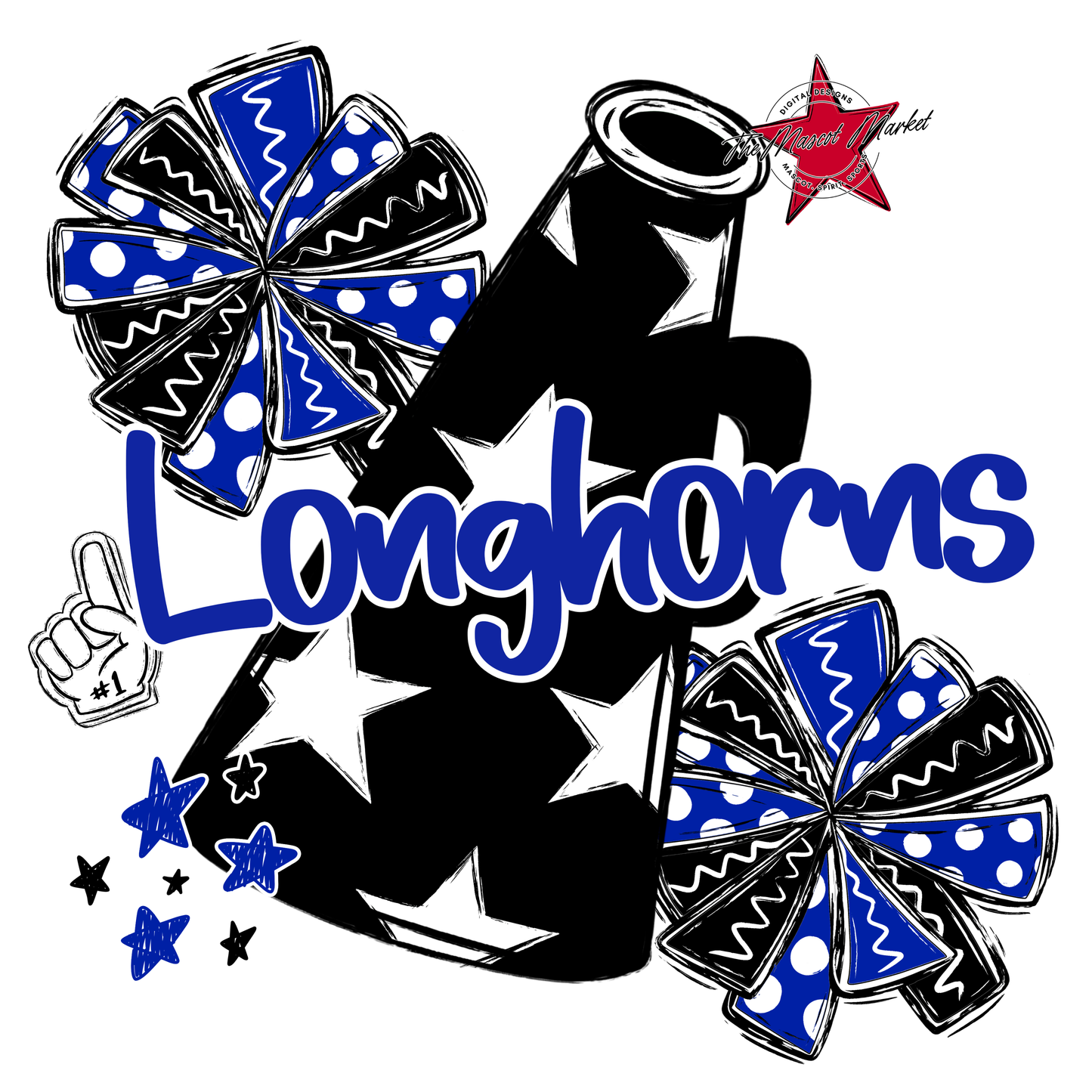Longhorns Alpha Megaphone Design-Royal Blue