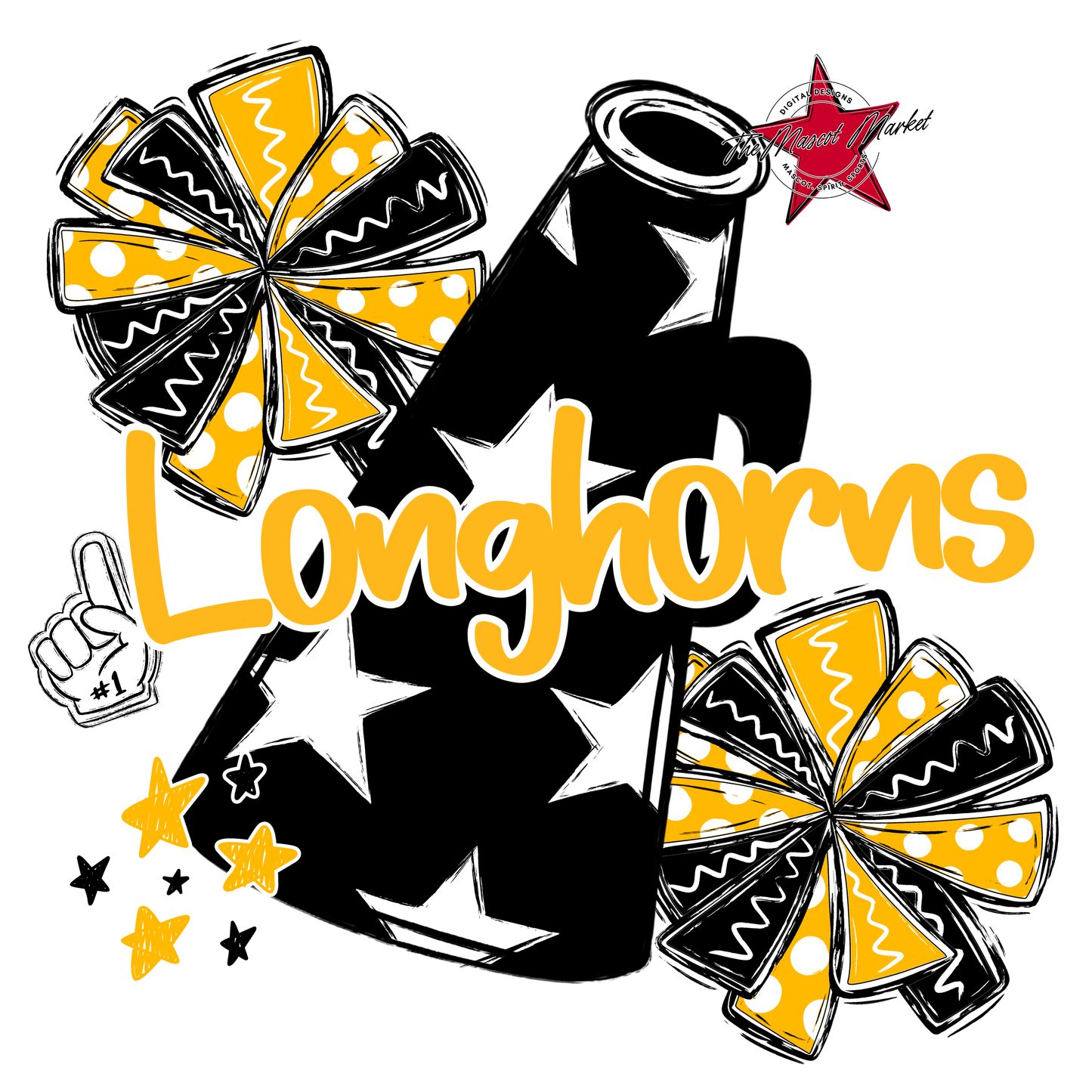 Longhorns Alpha Megaphone Design-Yellow