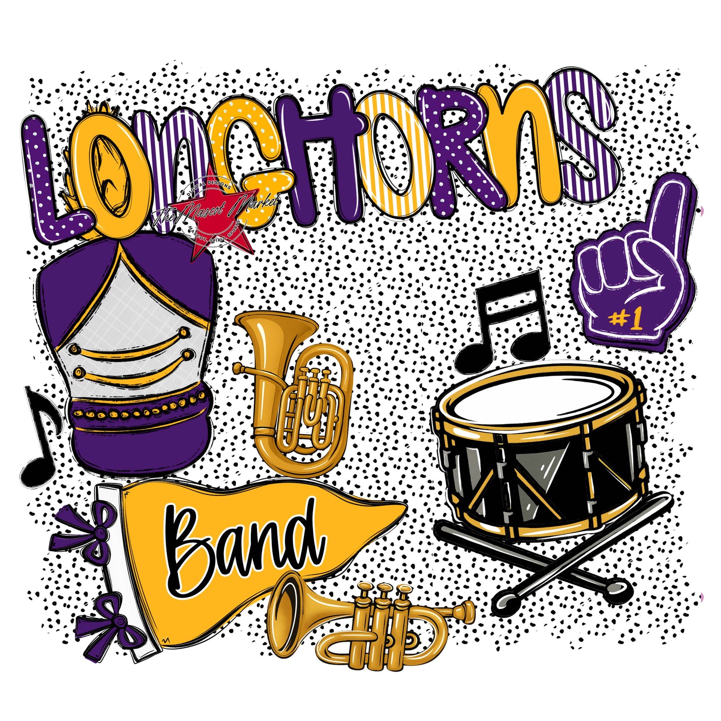 Longhorns Band Spirit-Purple & Yellow