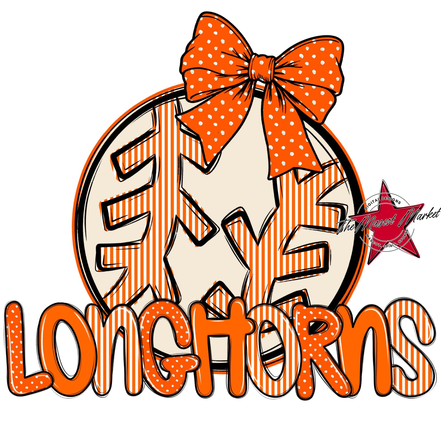 Longhorns Baseball-Softball Spirit Design-Orange