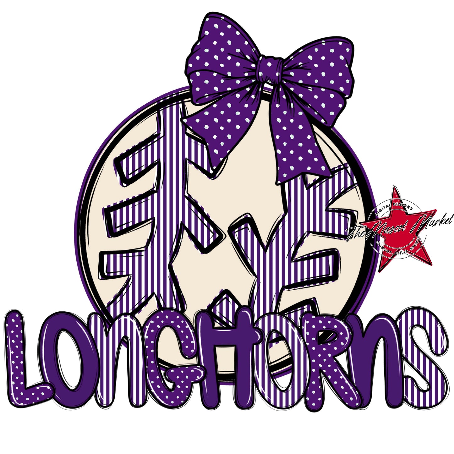 Longhorns Baseball-Softball Spirit Design-Purple