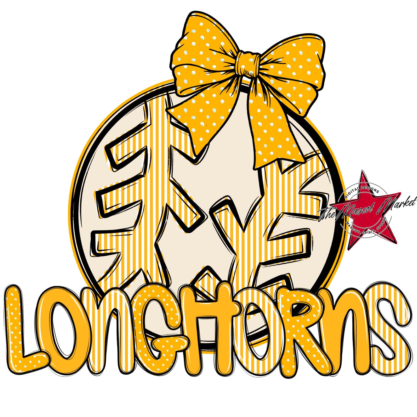 Longhorns Baseball-Softball Spirit Design-Yellow