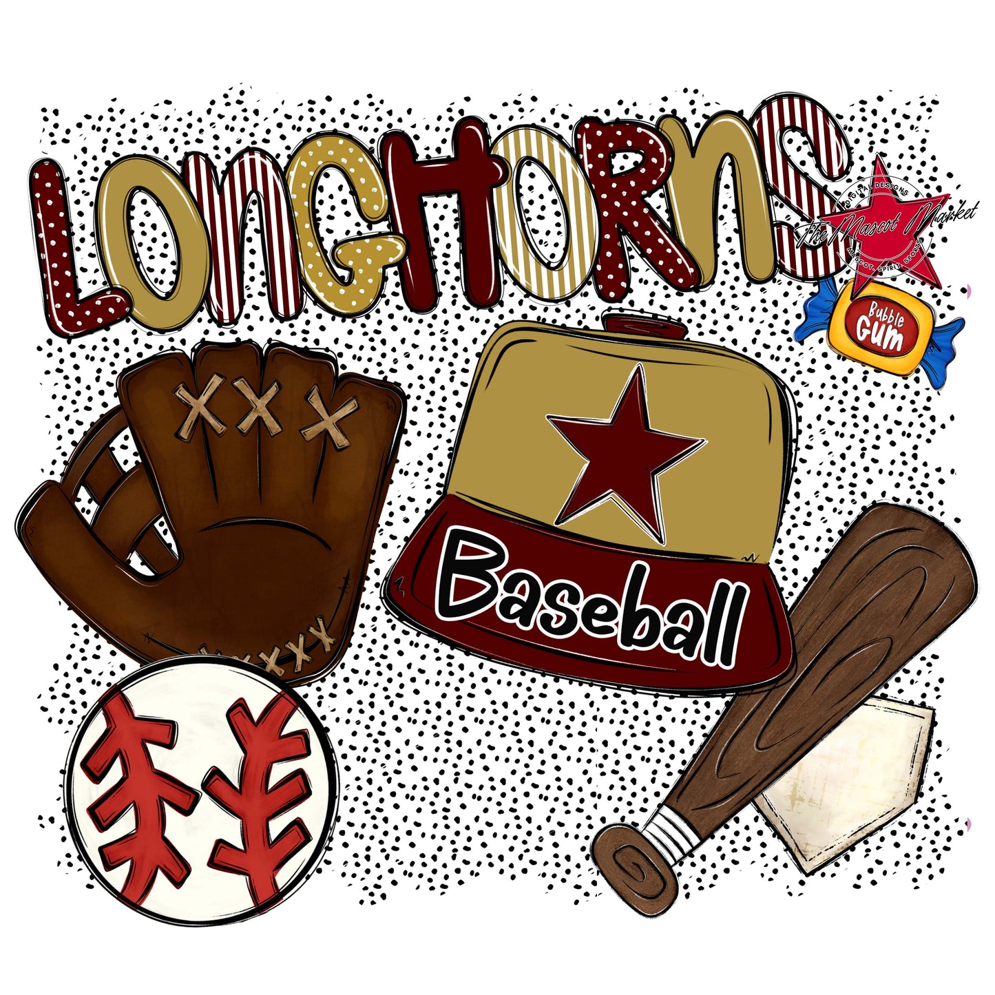 Longhorns Baseball Spirit-Maroon & Gold