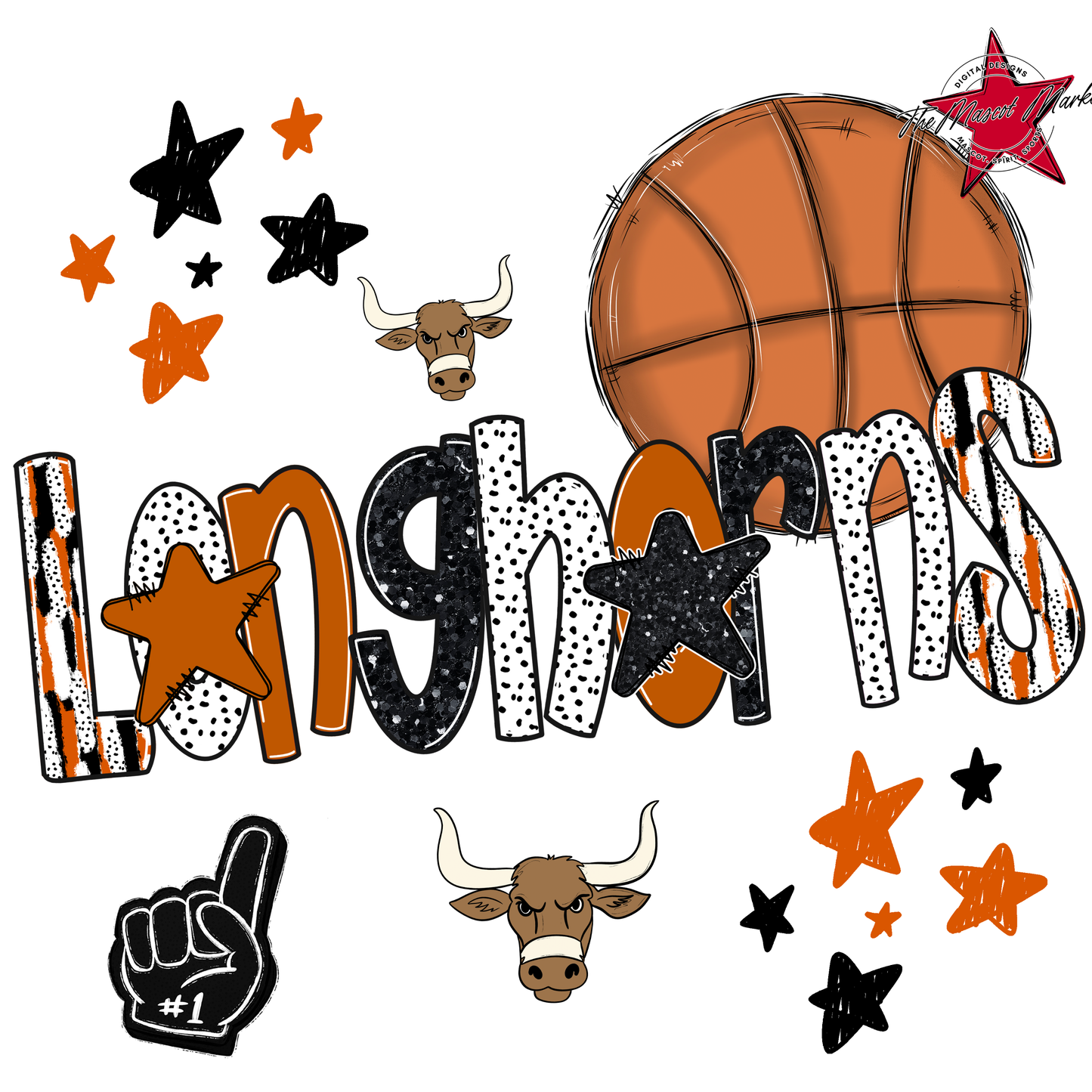 Longhorns Basketball Scrape-Burnt Orange