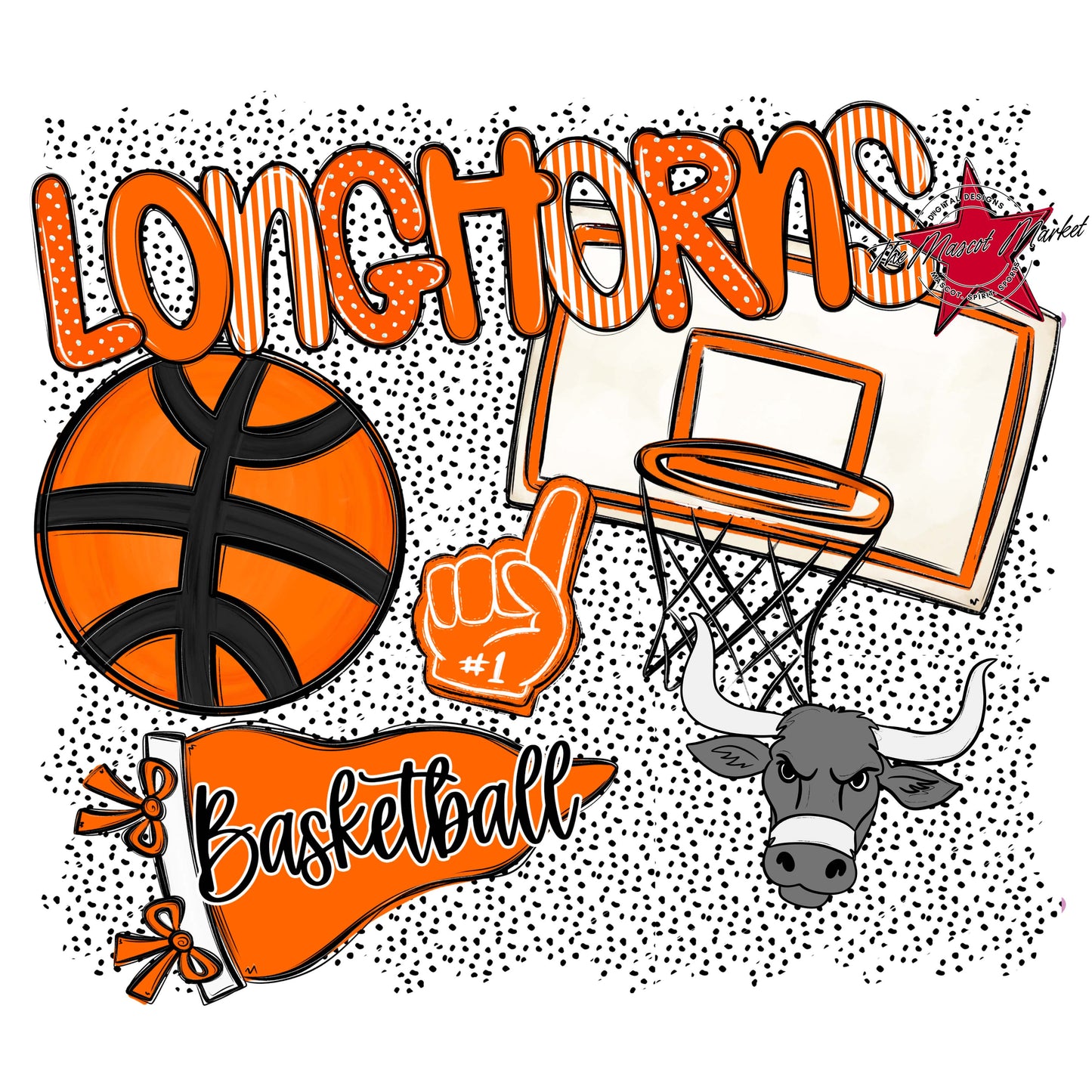 Longhorns Basketball Spirit-Orange