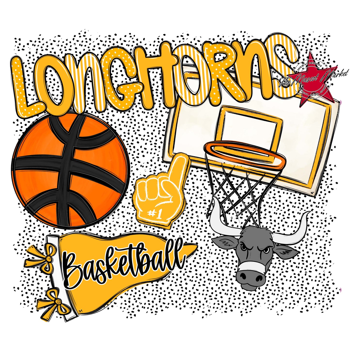 Longhorns Basketball Spirit-Yellow