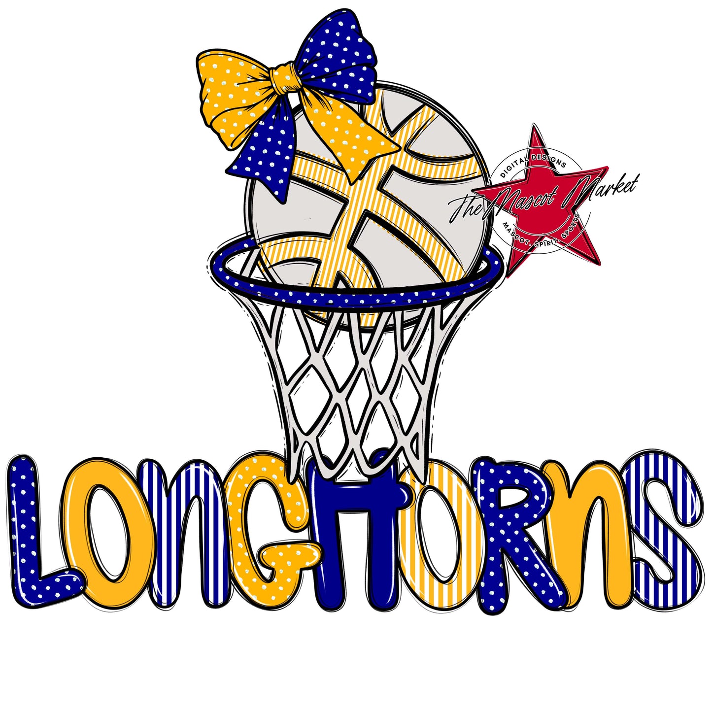Longhorns Basketball Spirit Design-Blue & Yellow