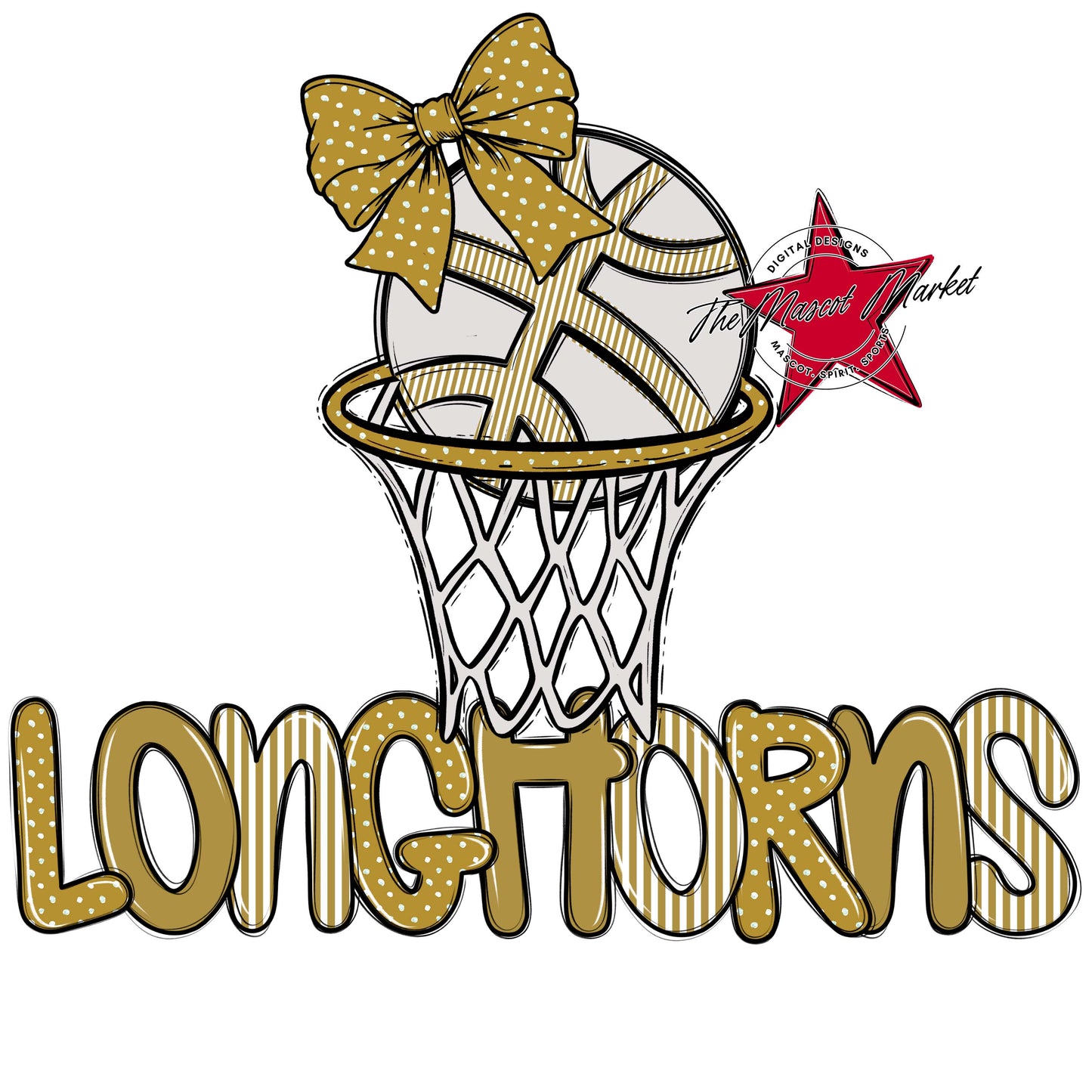 longhorns Basketball Spirit Design-Gold