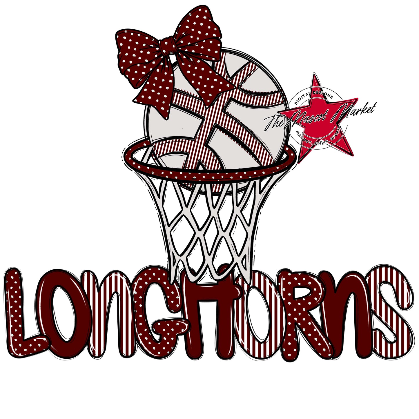 Longhorns Basketball Spirit Design-Maroon