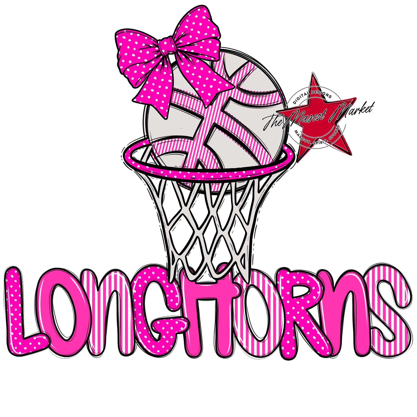 Longhorns Basketball Spirit Design-Pink