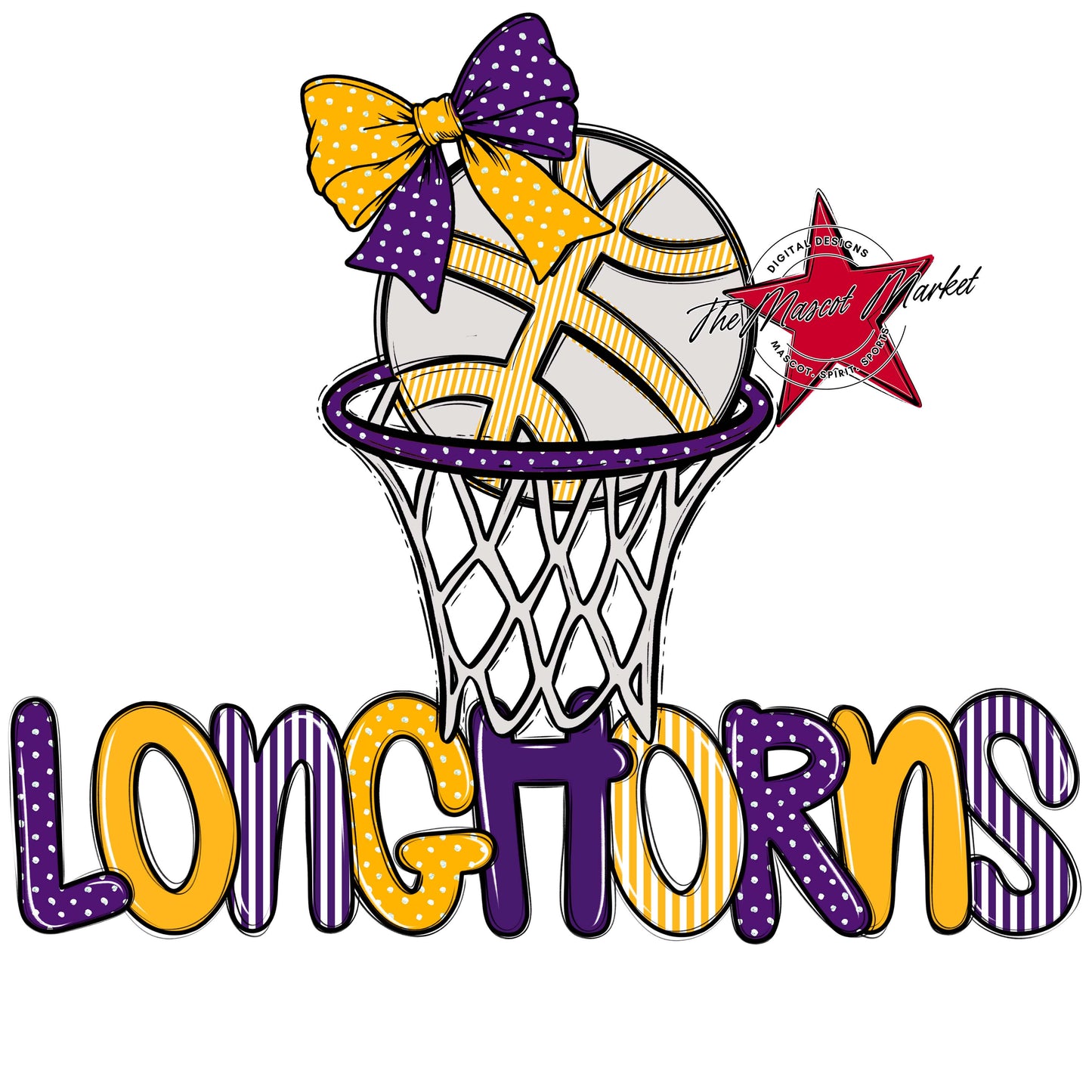 Longhorns Basketball Spirit Design-Purple & Yellow