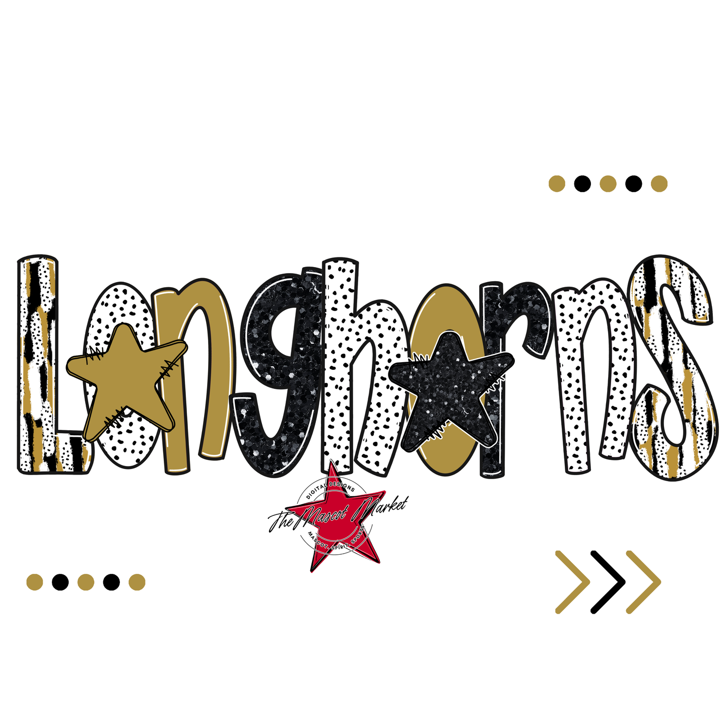 Longhorns Brushstroke Alpha w Arrows-Gold