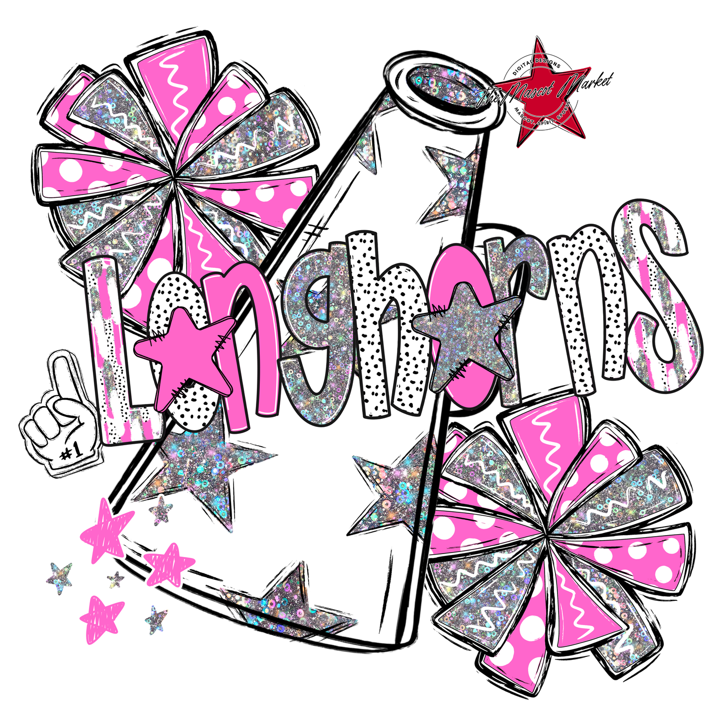 Longhorns Cheer Megaphone Scrape-Baby Pink