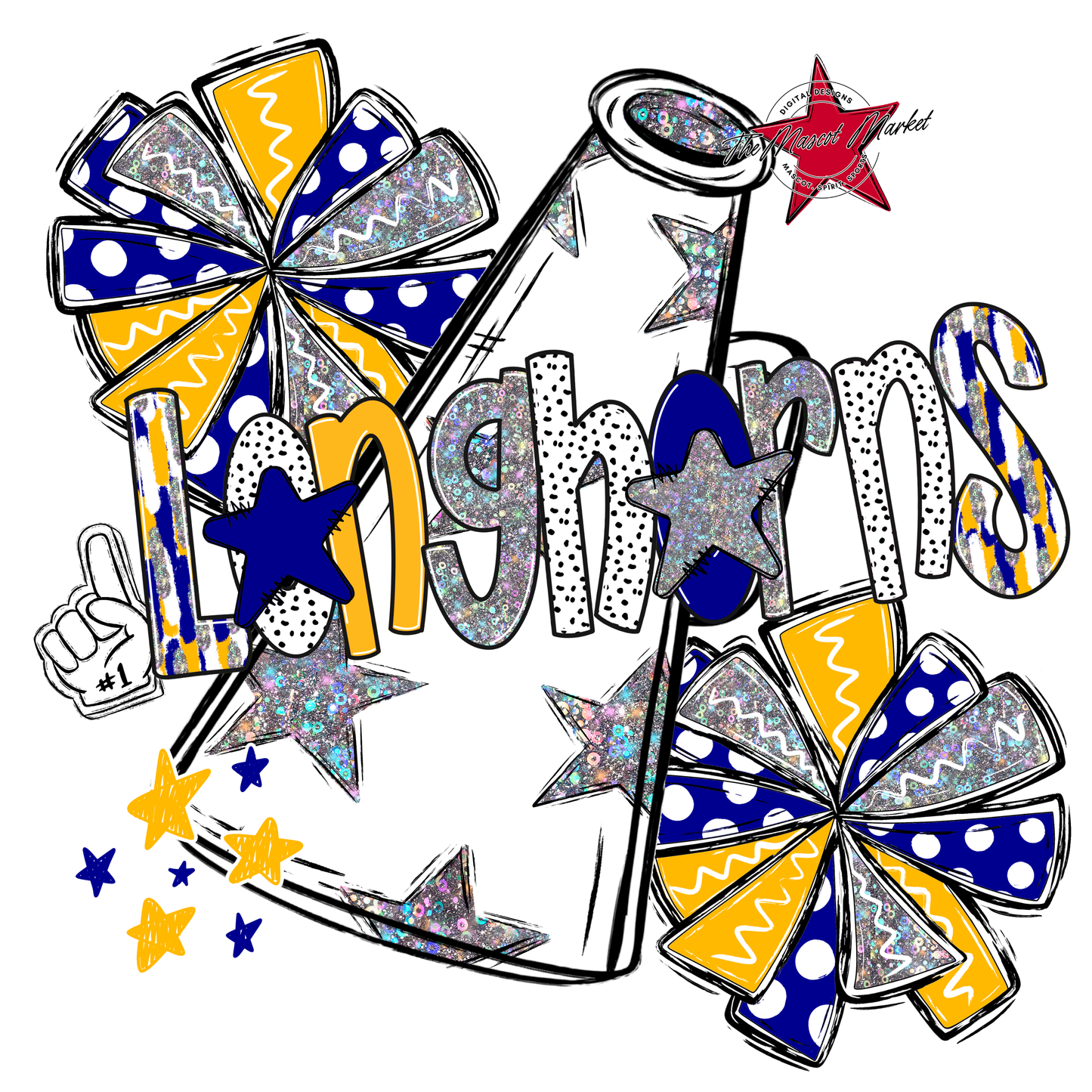 Longhorns Cheer Megaphone Scrape-Blue-Yellow
