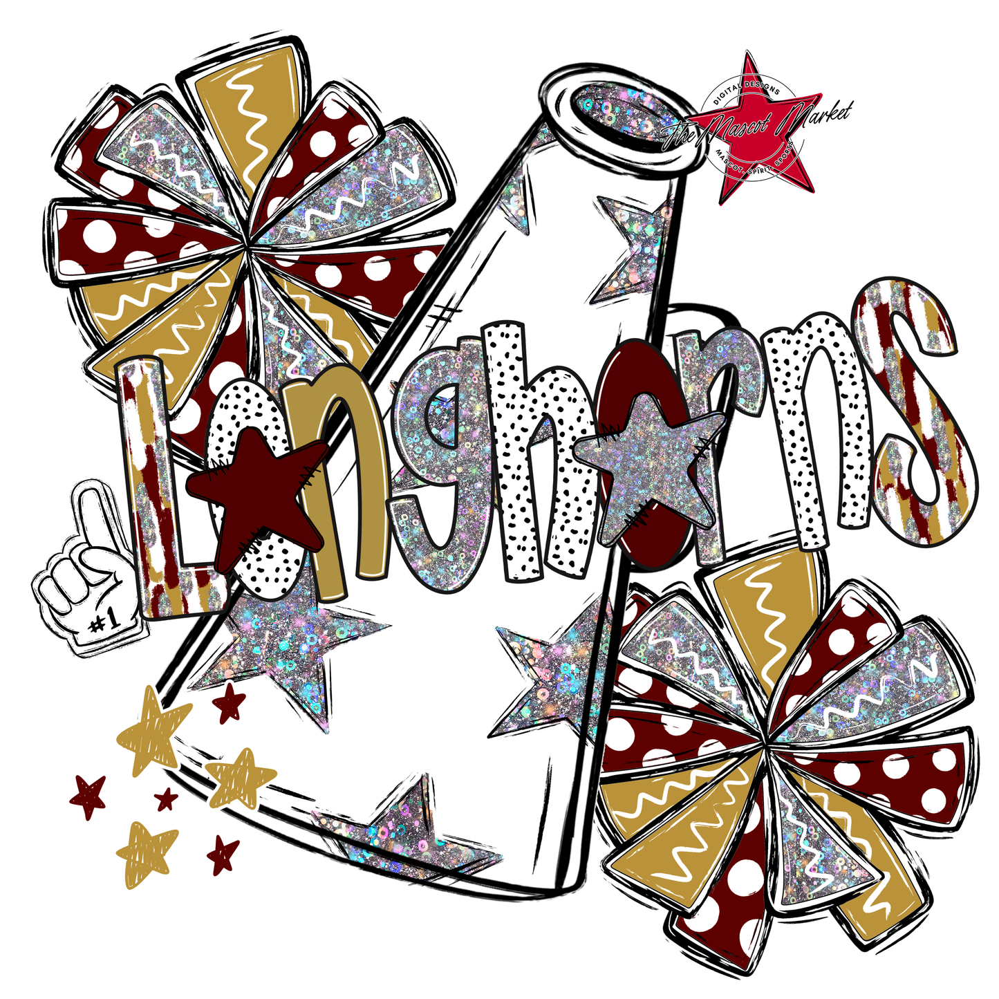 Longhorns Cheer Megaphone Scrape-Maroon-Gold