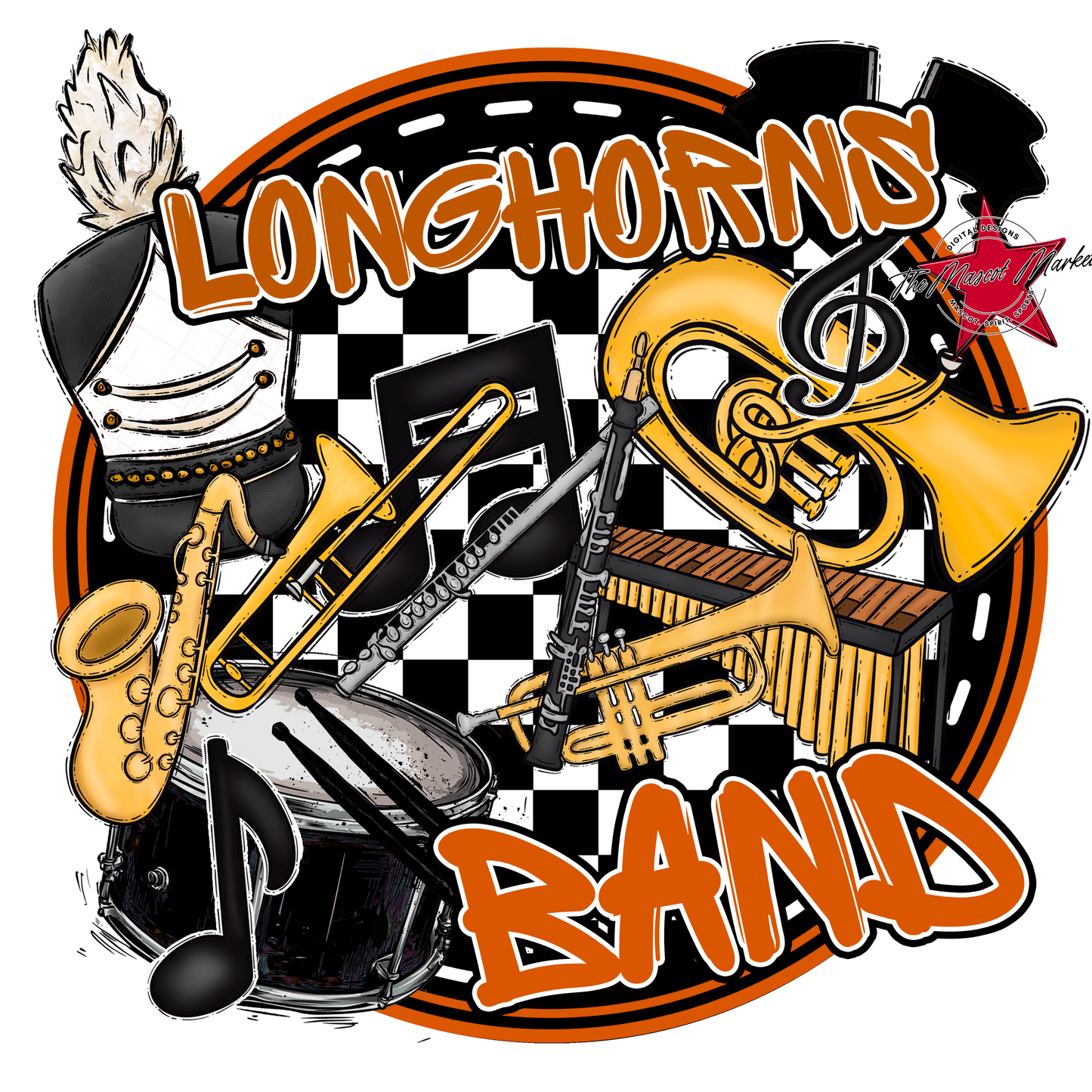 Longhorns Circle Band Design-Burnt Orange