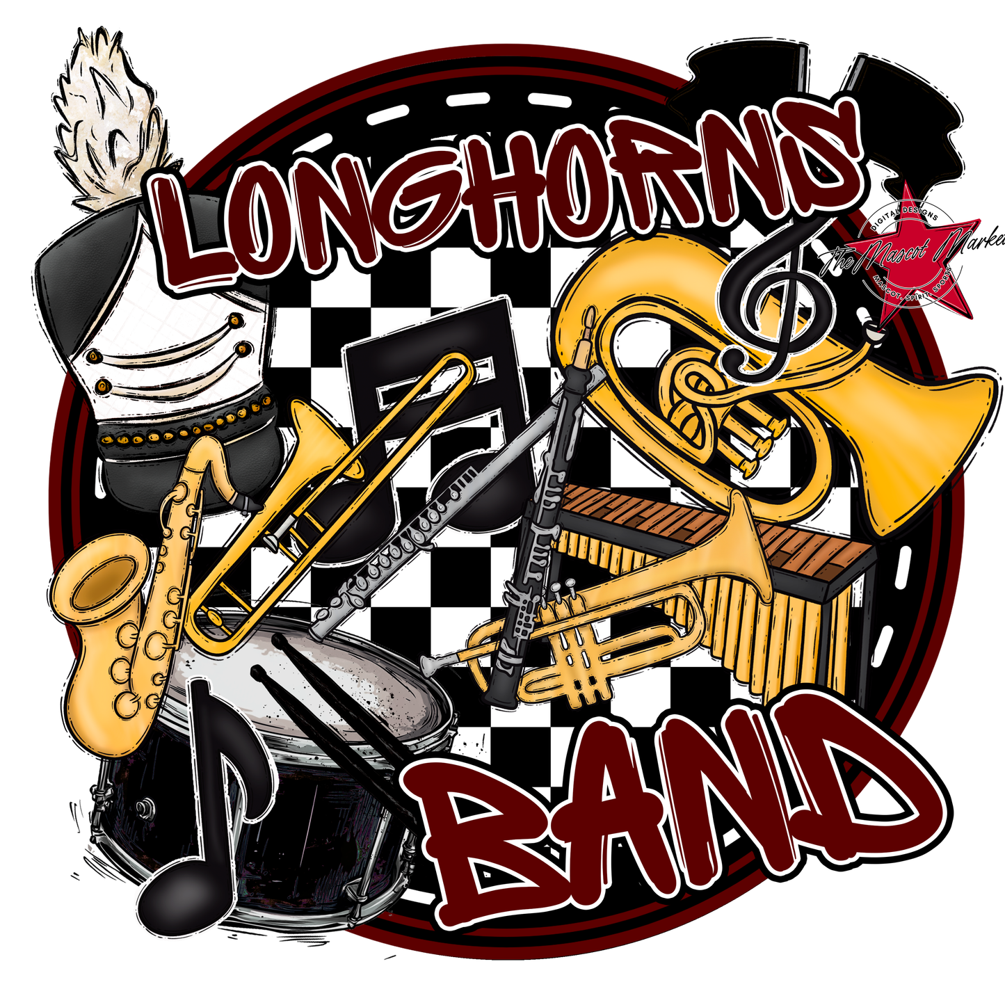 Longhorns Circle Band Design-Maroon