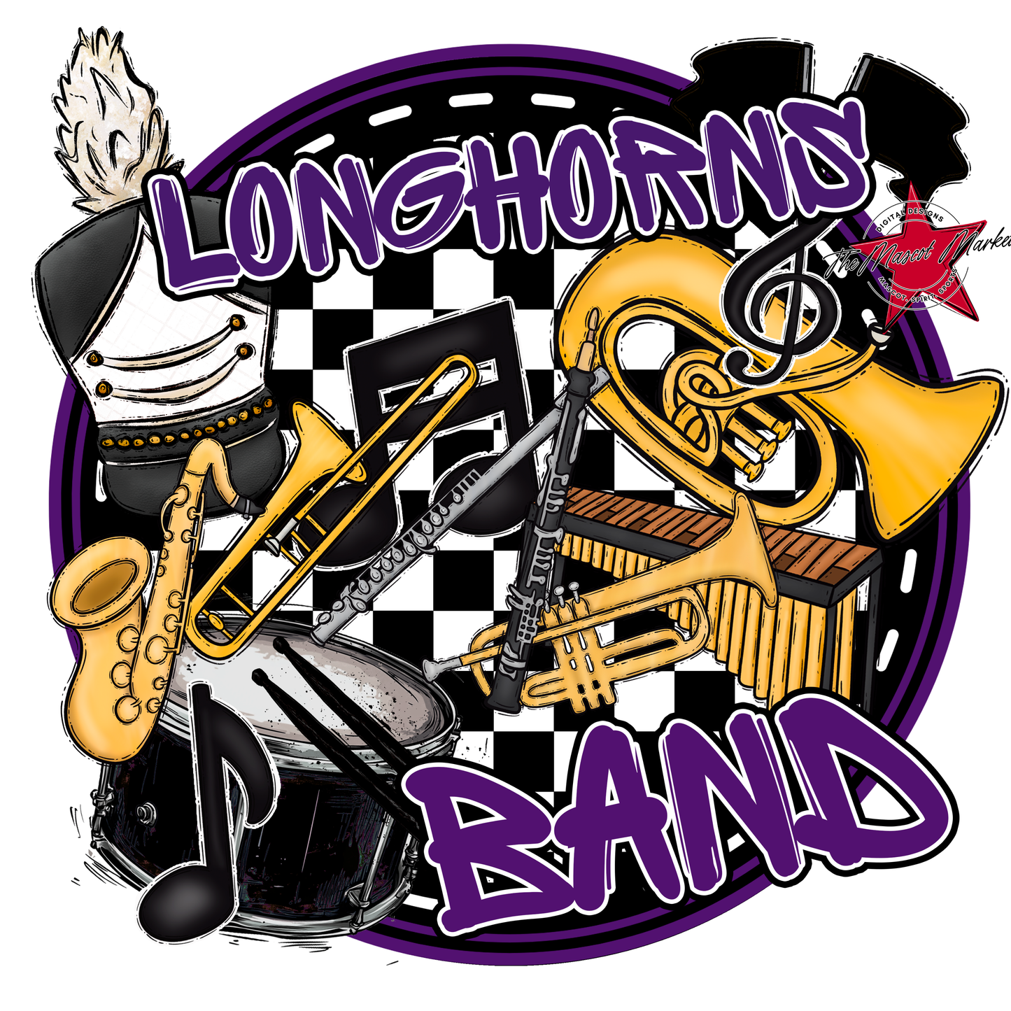 Longhorns Circle Band Design-Purple