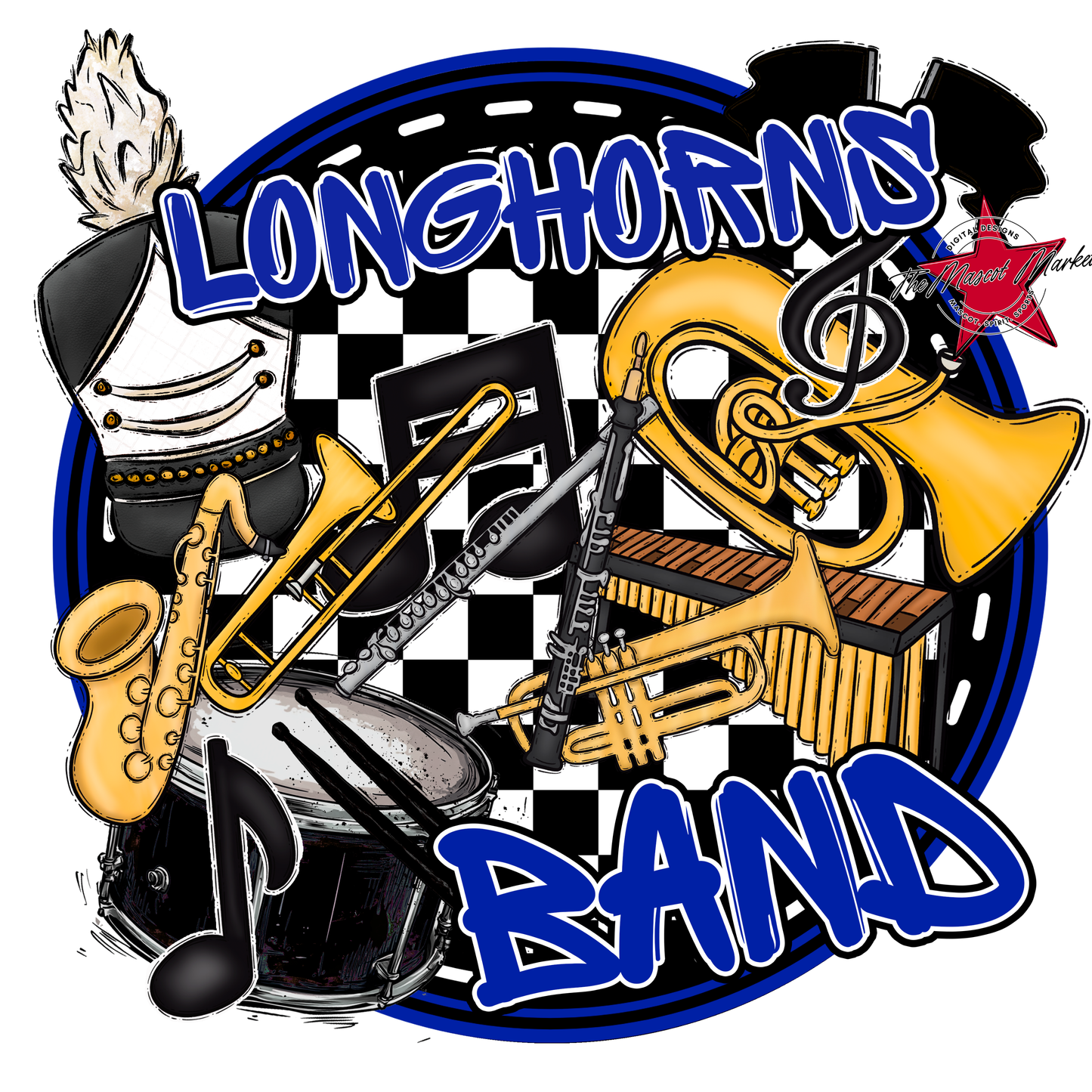 Longhorns Circle Band Design-Royal Blue