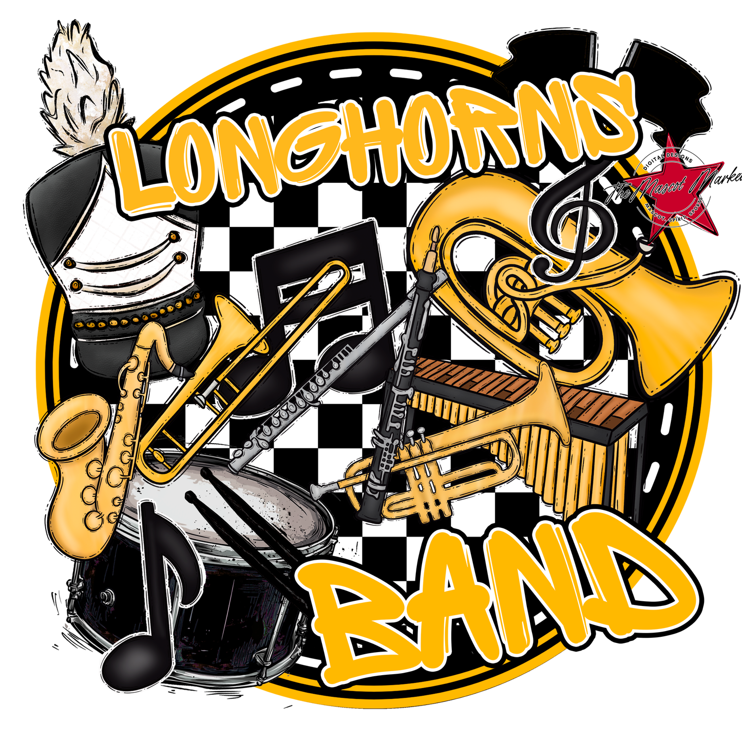 Longhorns Circle Band Design-Yellow