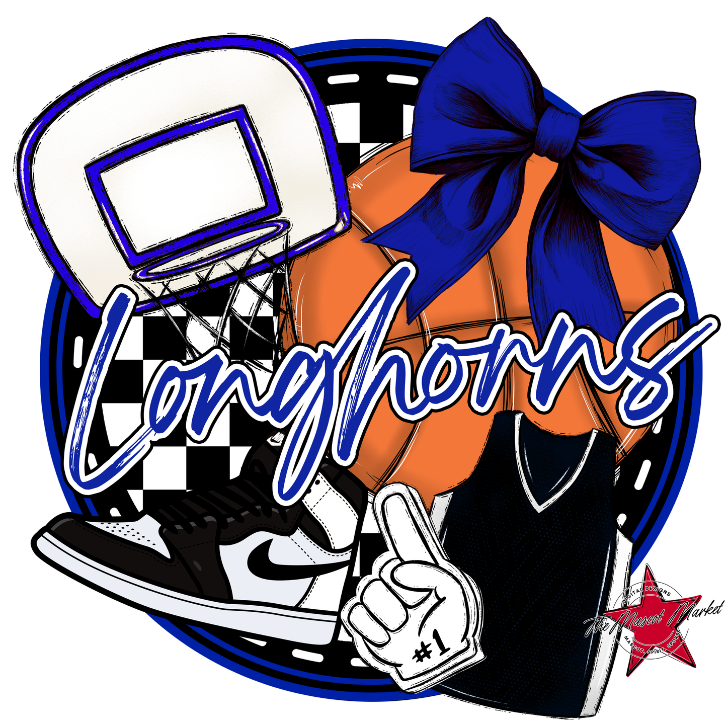 Longhorns Circle Basketball Design-Royal Blue
