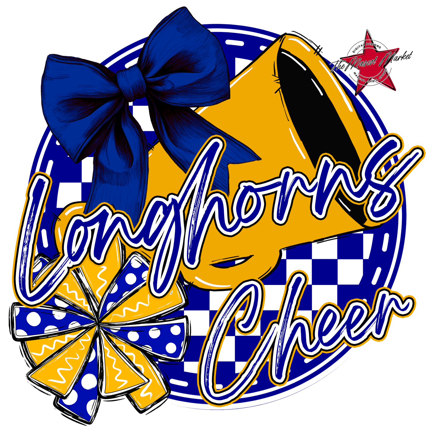 Longhorns Circle Cheer Design-Blue-Yellow