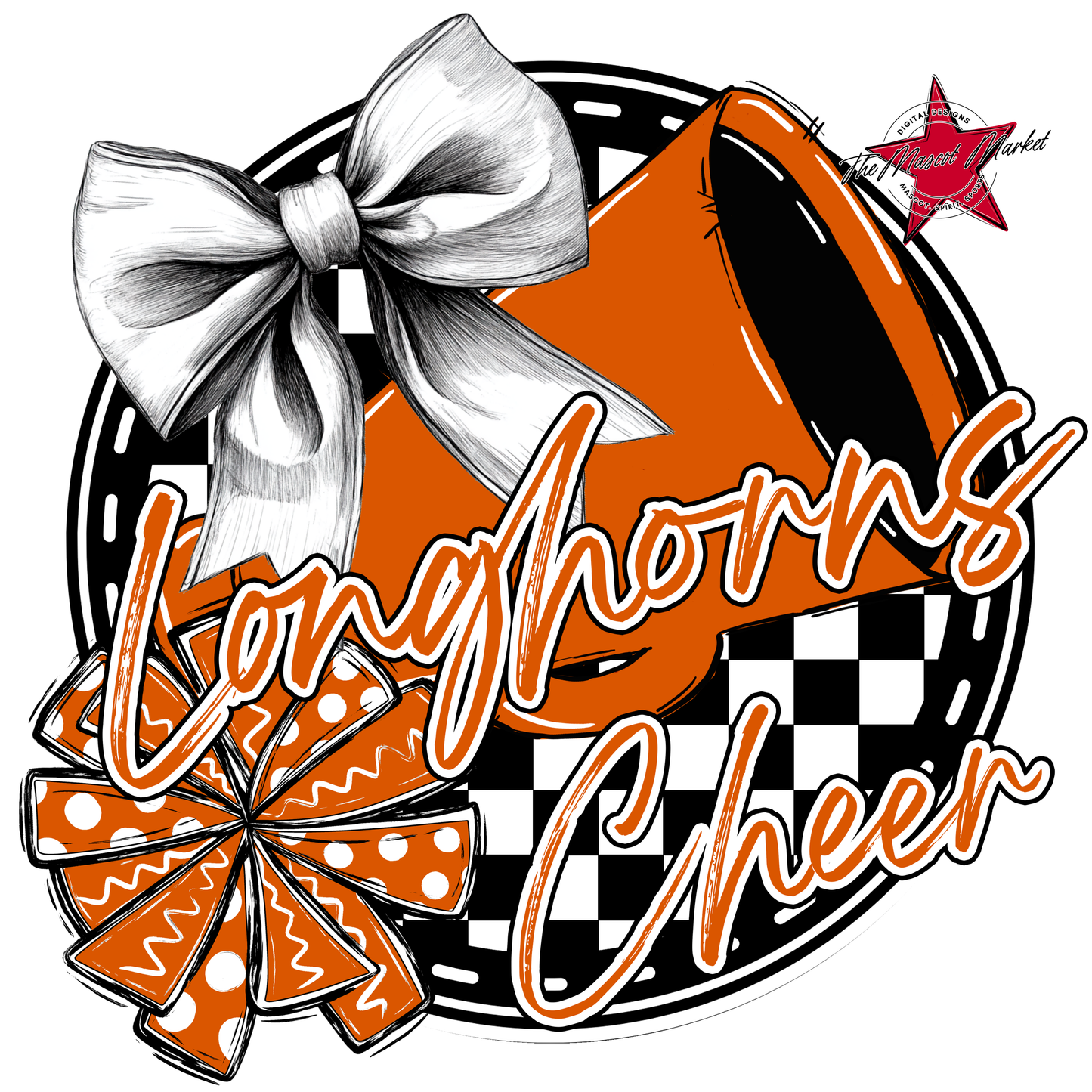 Longhorns Circle Cheer Design-Burnt Orange