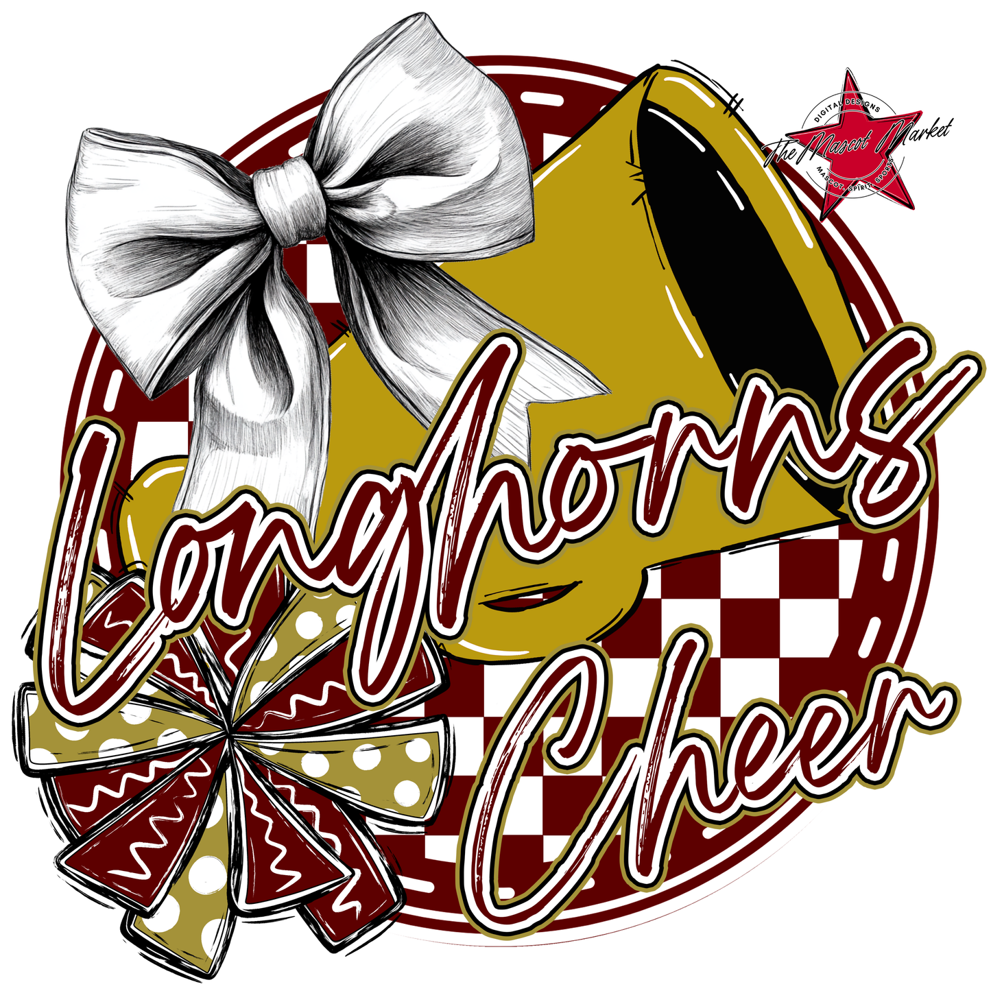 Longhorns Circle Cheer Design-Maroon-Gold