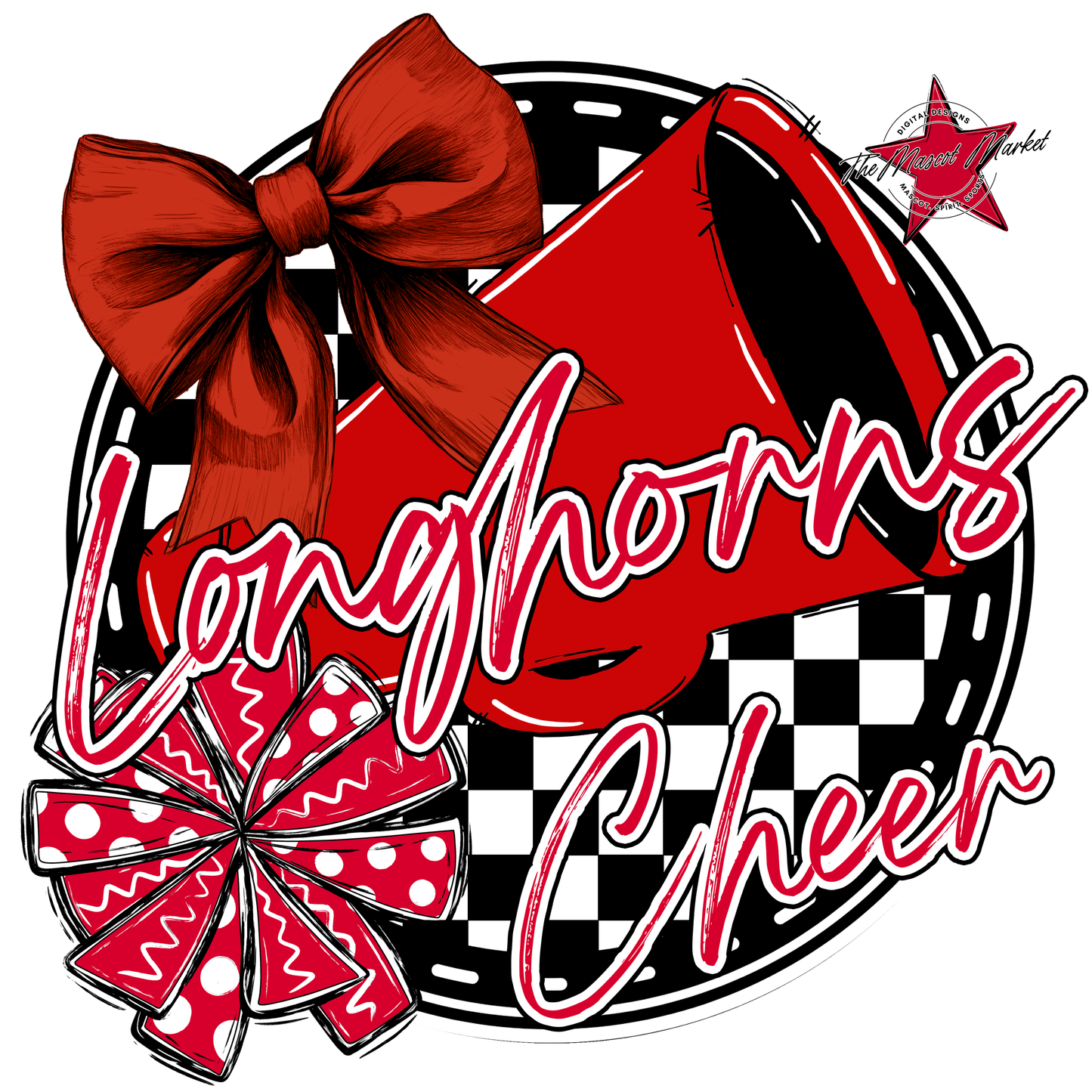 Longhorns Circle Cheer Design-Red